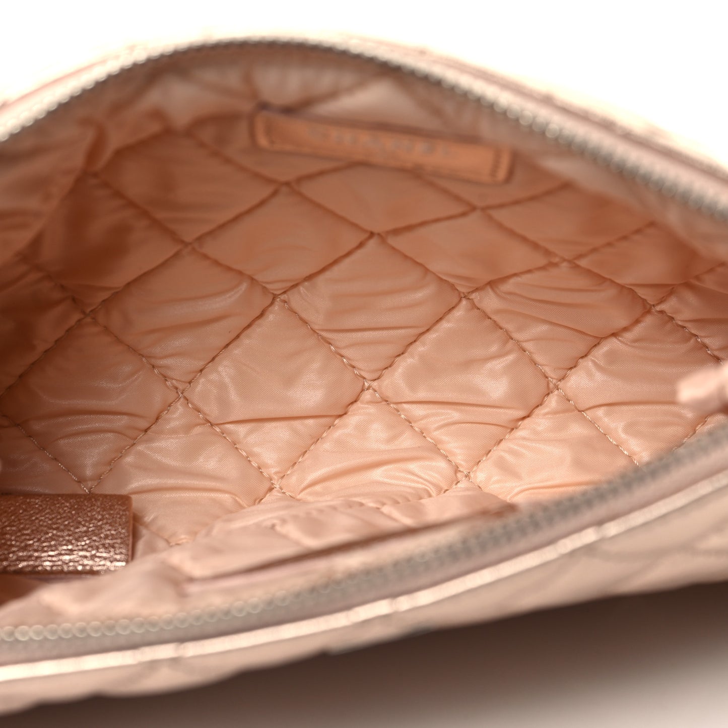 Metallic Lambskin Quilted Cosmetic Pouch Gold