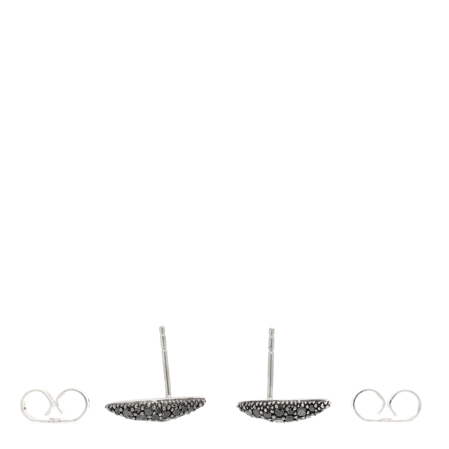 David Yurman Sterling Silver Black Diamond Flute Earrings 3 of 5