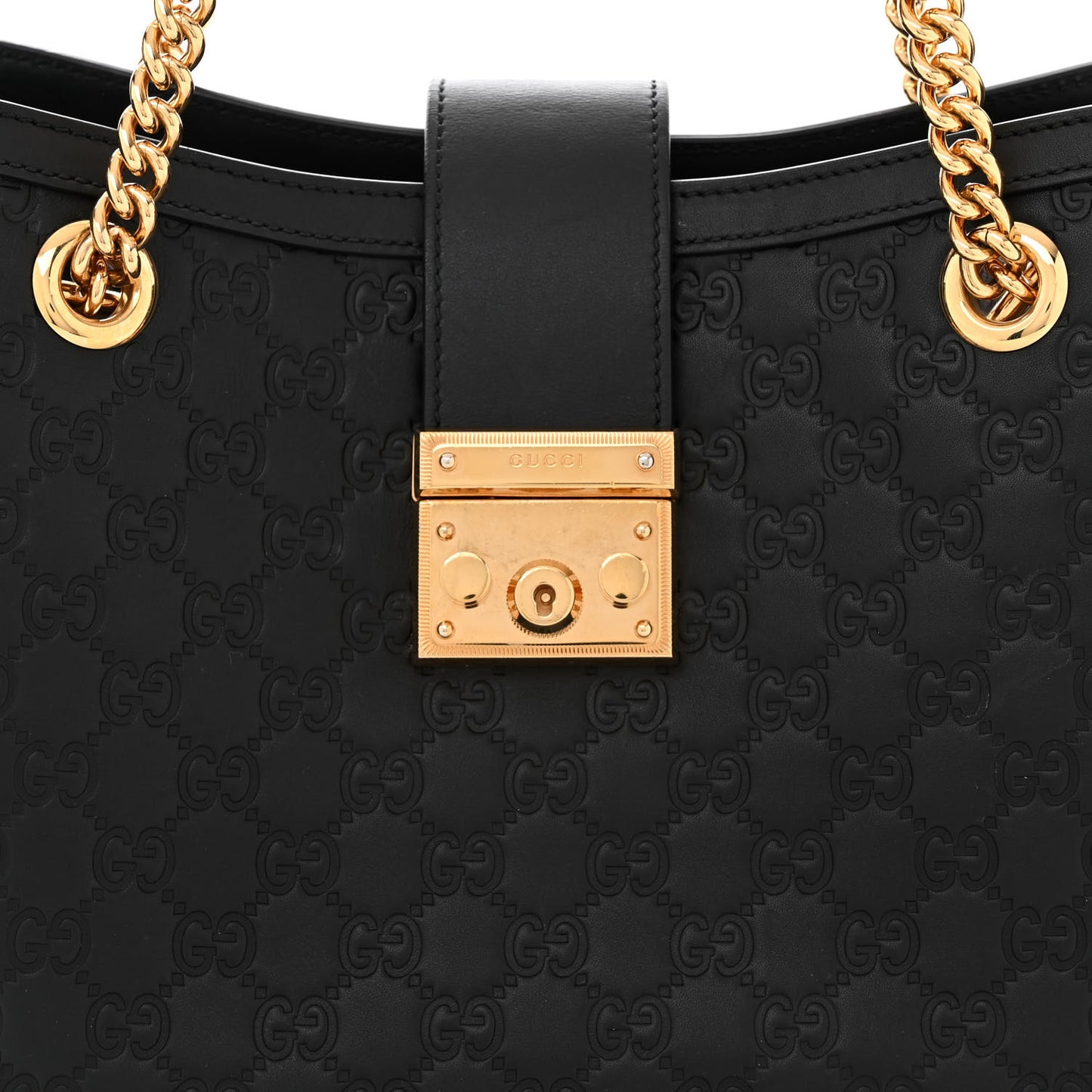 Guccissima Medium Padlock Tote Black