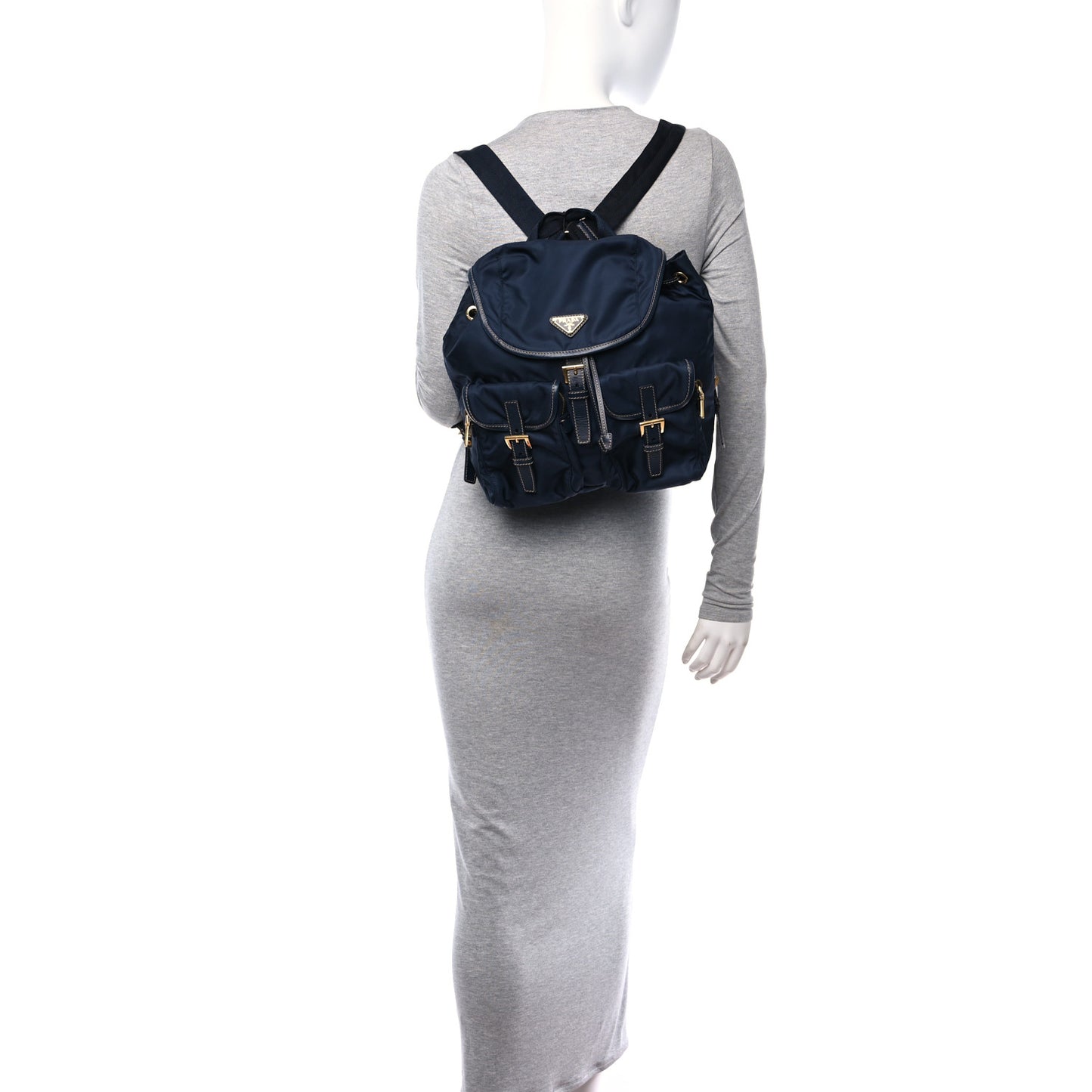 Tessuto Nylon Saffiano Vela Backpack Bleu