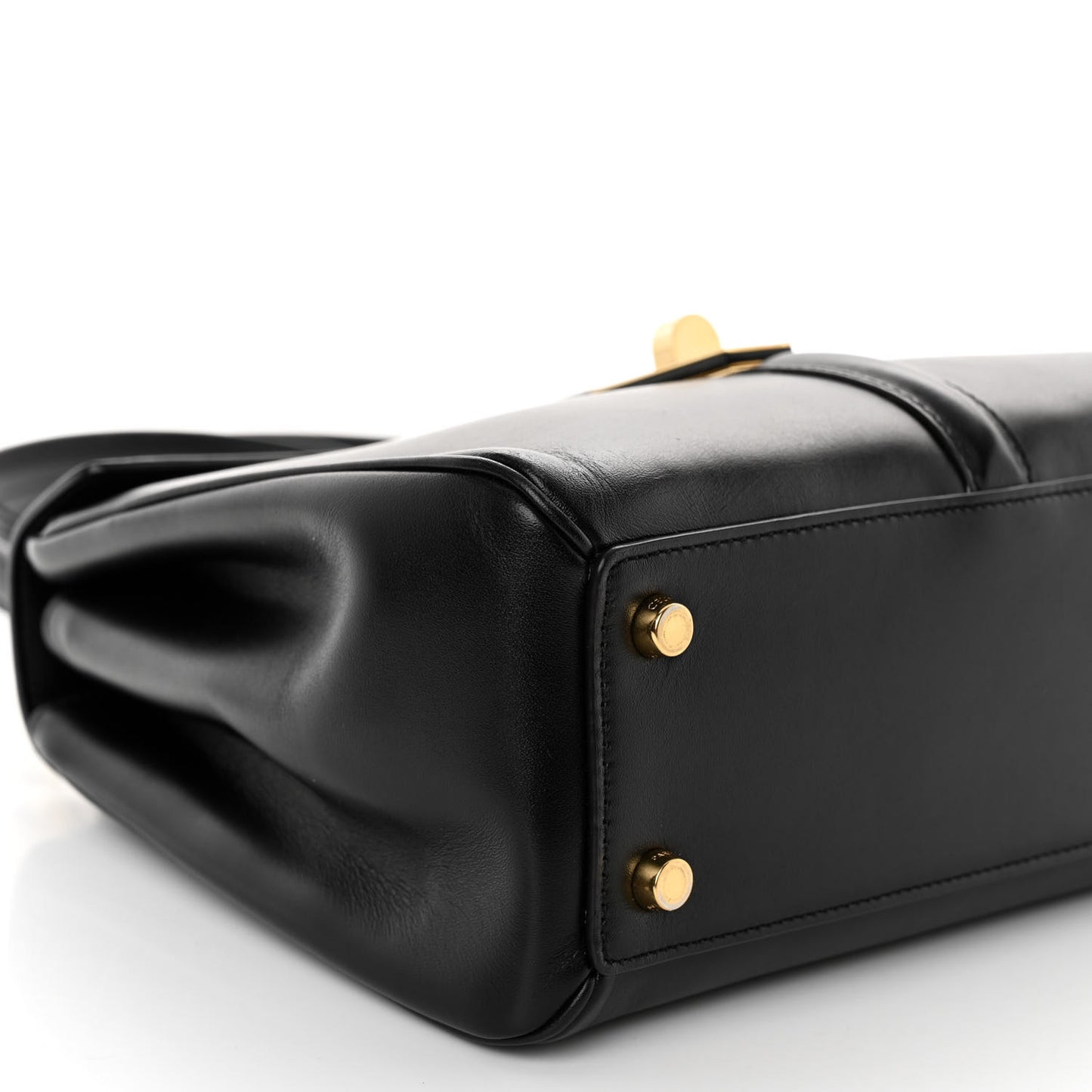 Satinated Calfskin Small 16 Top Handle Bag Black