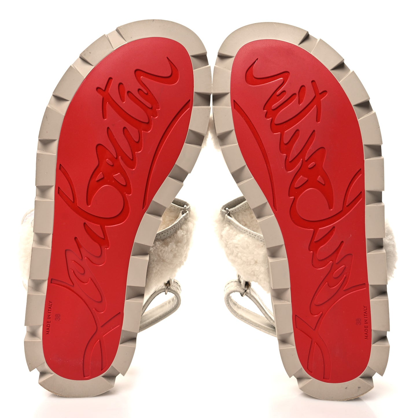 Shearling Lock Sandals 38 White