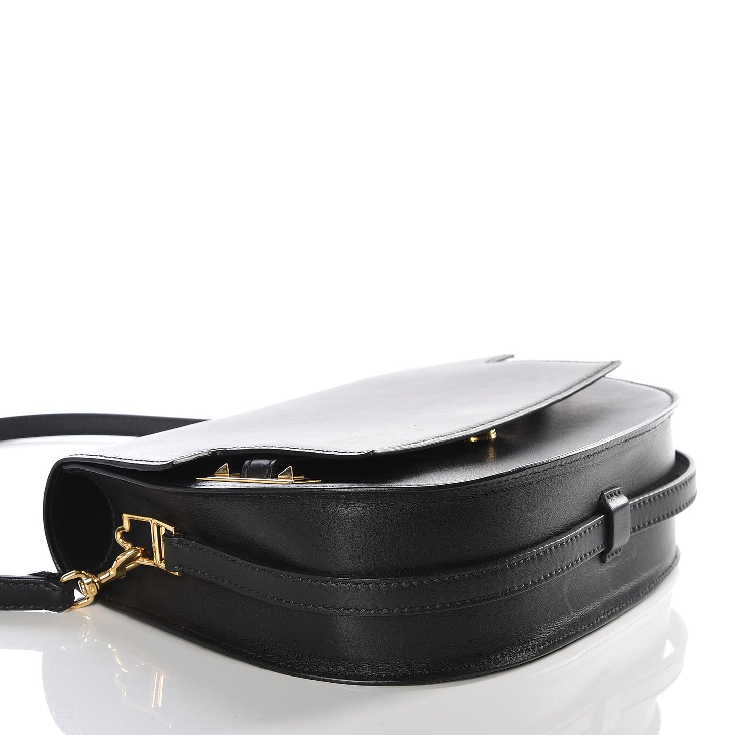 Calfskin My Rockstud Saddle Bag Black