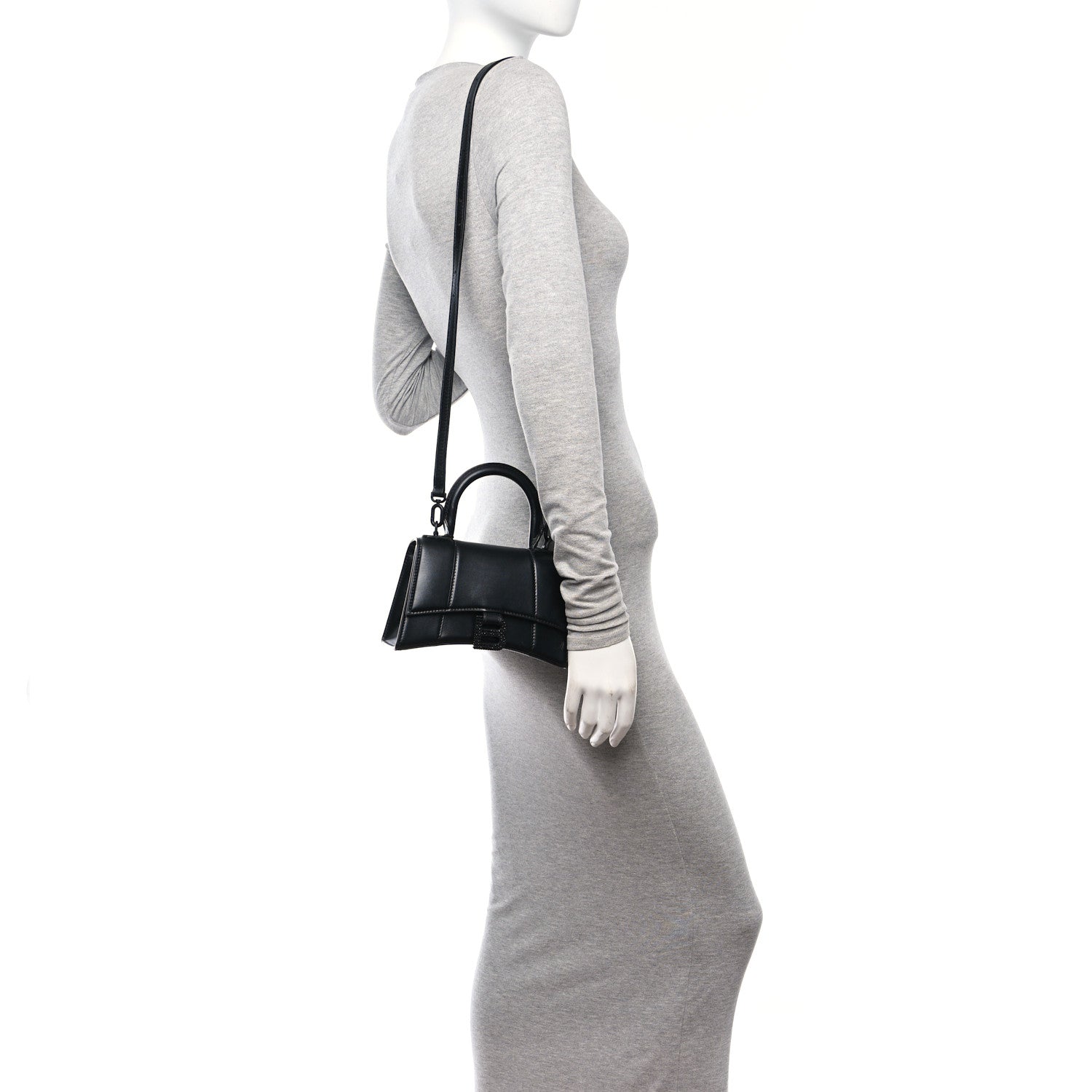 Balenciaga Shiny Box Calfskin Strass Hourglass Top Handle Bag XS Black 2 of 11