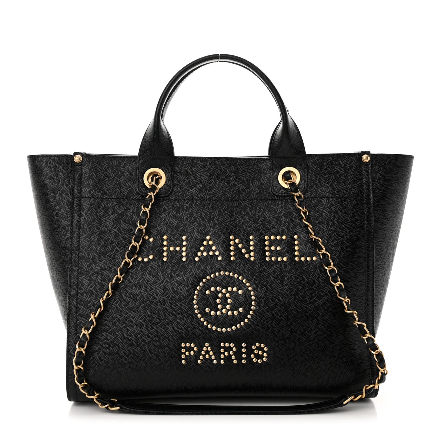 Caviar Small Studded Deauville Tote Black