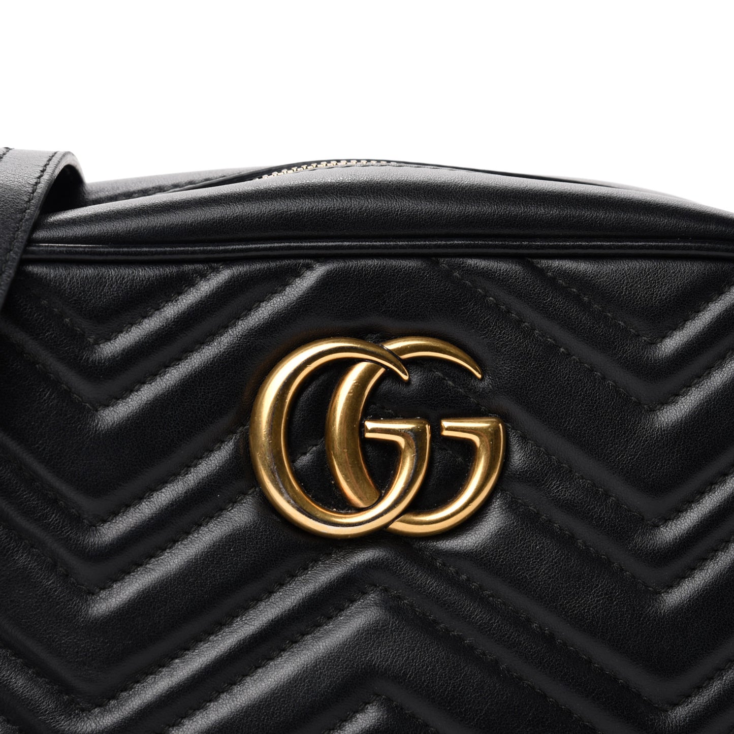 Calfskin Matelasse Small GG Marmont Chain Shoulder Bag Black