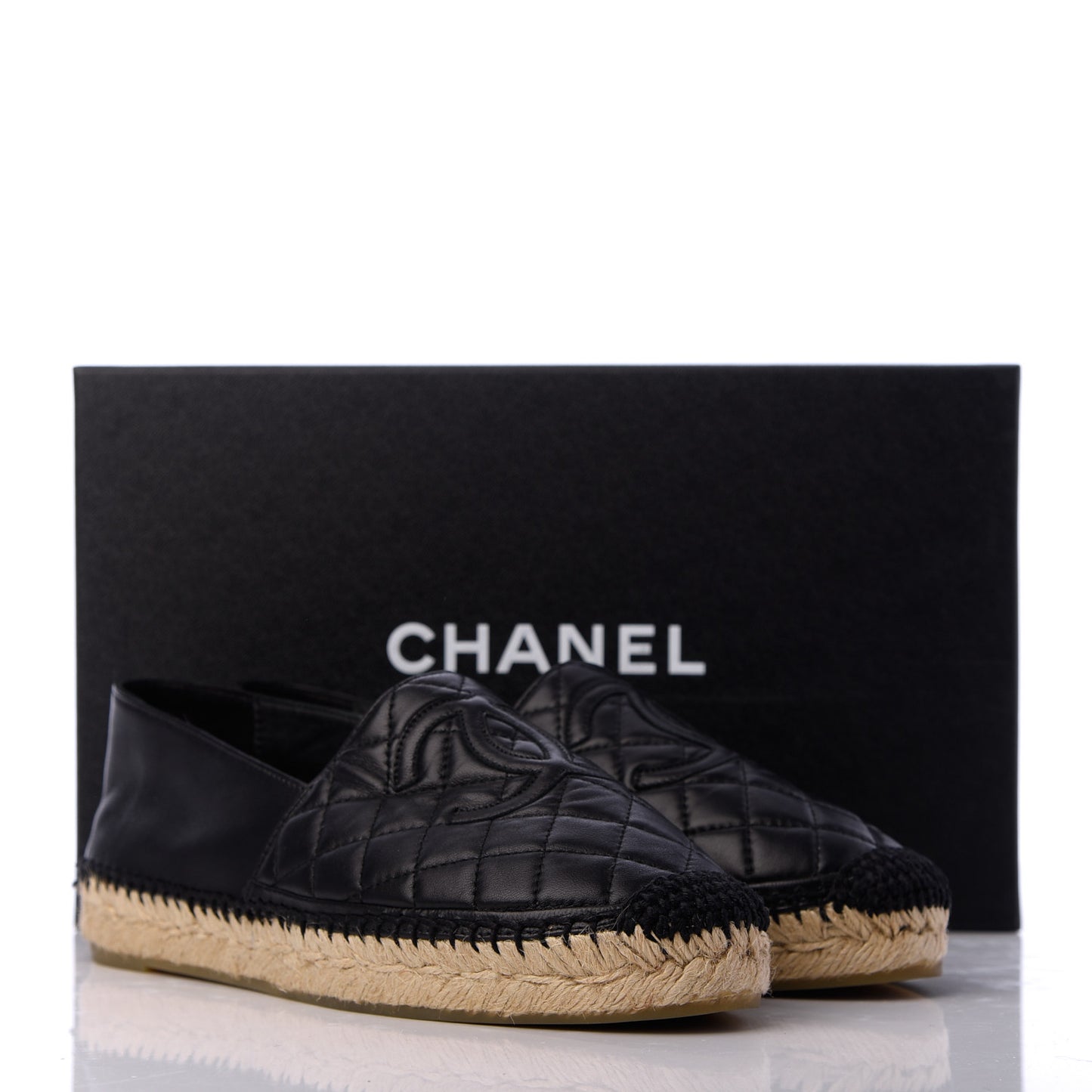 Lambskin Quilted CC Espadrilles 38 Black