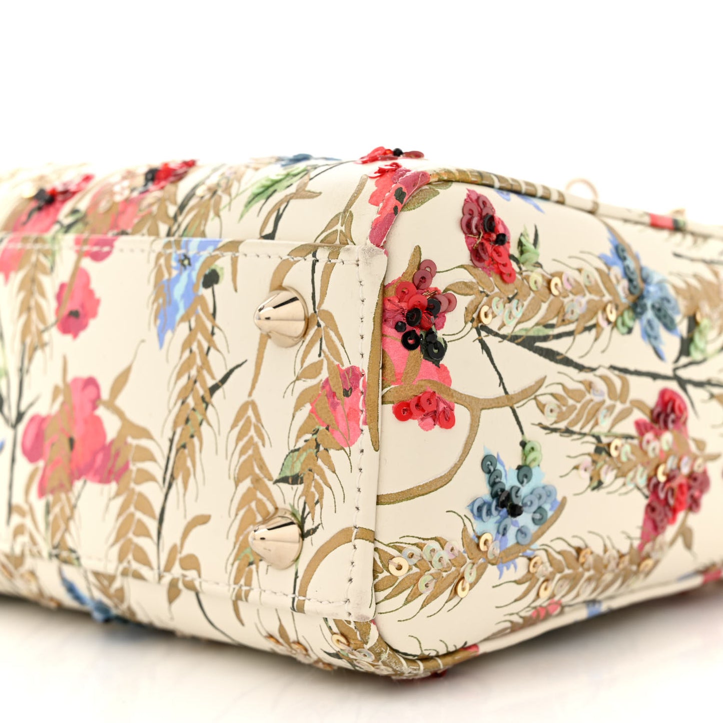 Calfskin Hibiscus Printed Embroidered My ABCDior Lady Dior Beige Multicolor