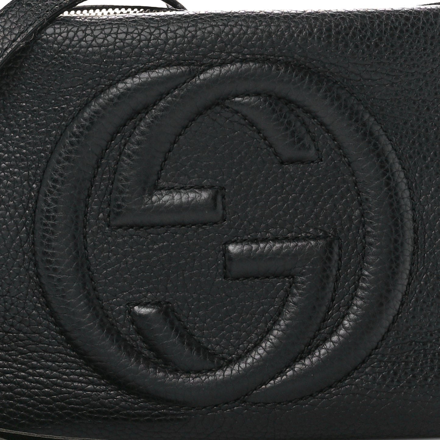 Pebbled Calfskin Small Soho Disco Bag Black