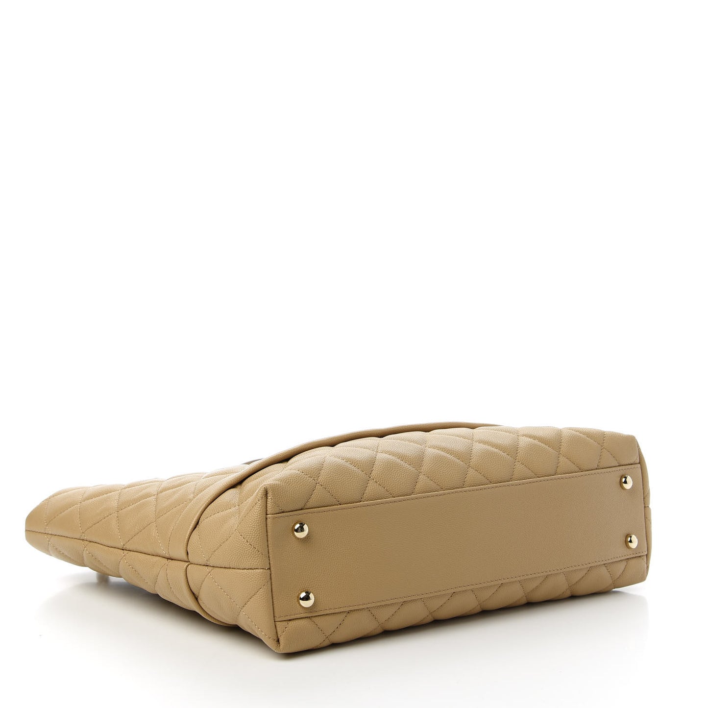 Caviar Quilted Rolled Up Tote Beige