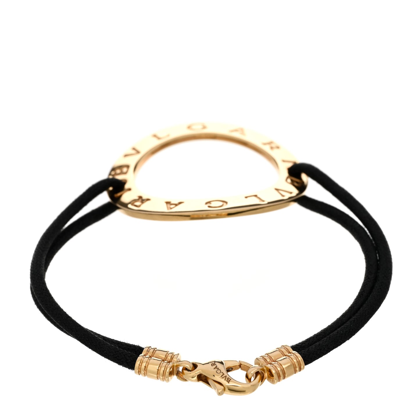 18K Yellow Gold BVLGARI BVLGARI Double Cord Bracelet Black