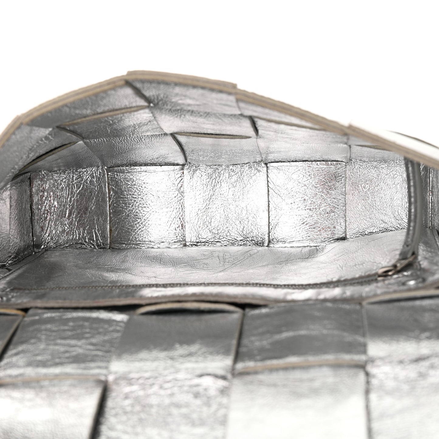 Metallic Lambskin Maxi Intrecciato Cassette Crossbody Bag Silver