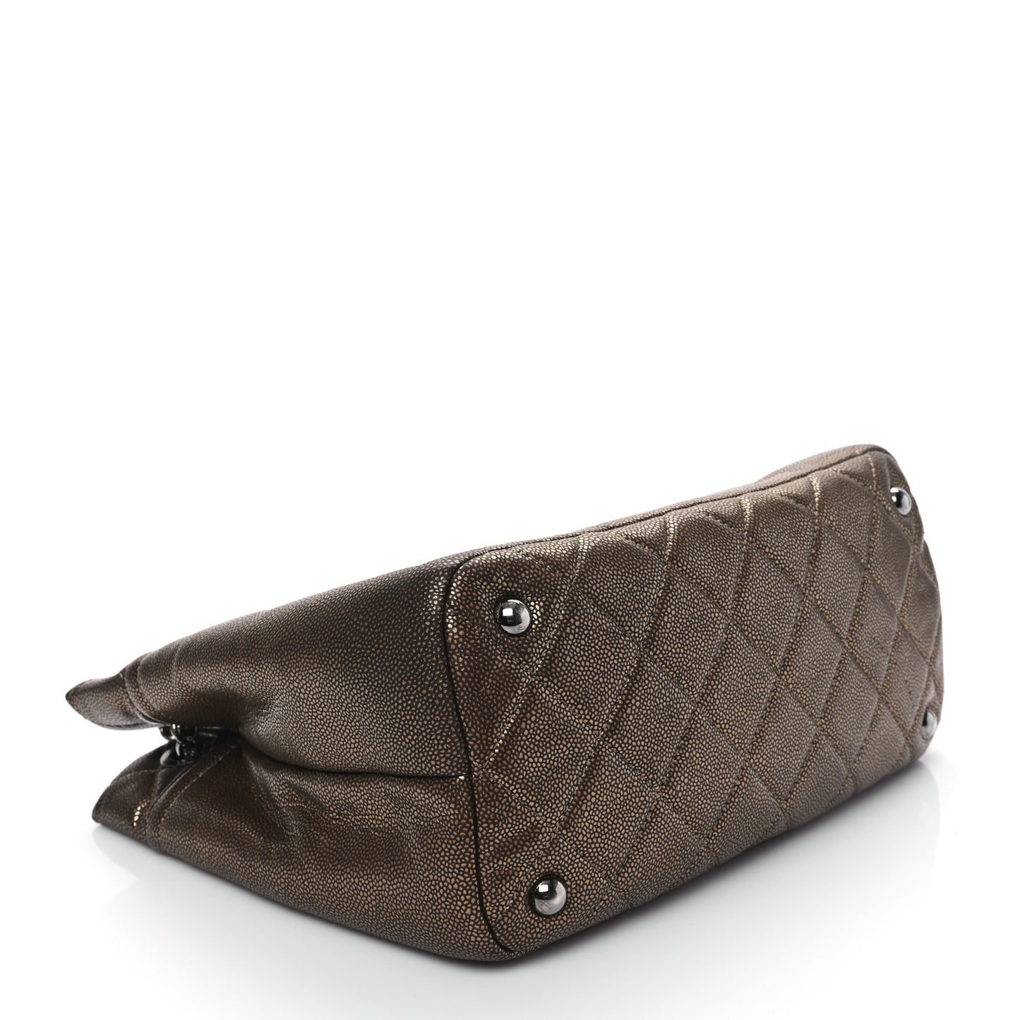 Metallic Caviar Quilted Large Timeless CC Soft Tote Bronze