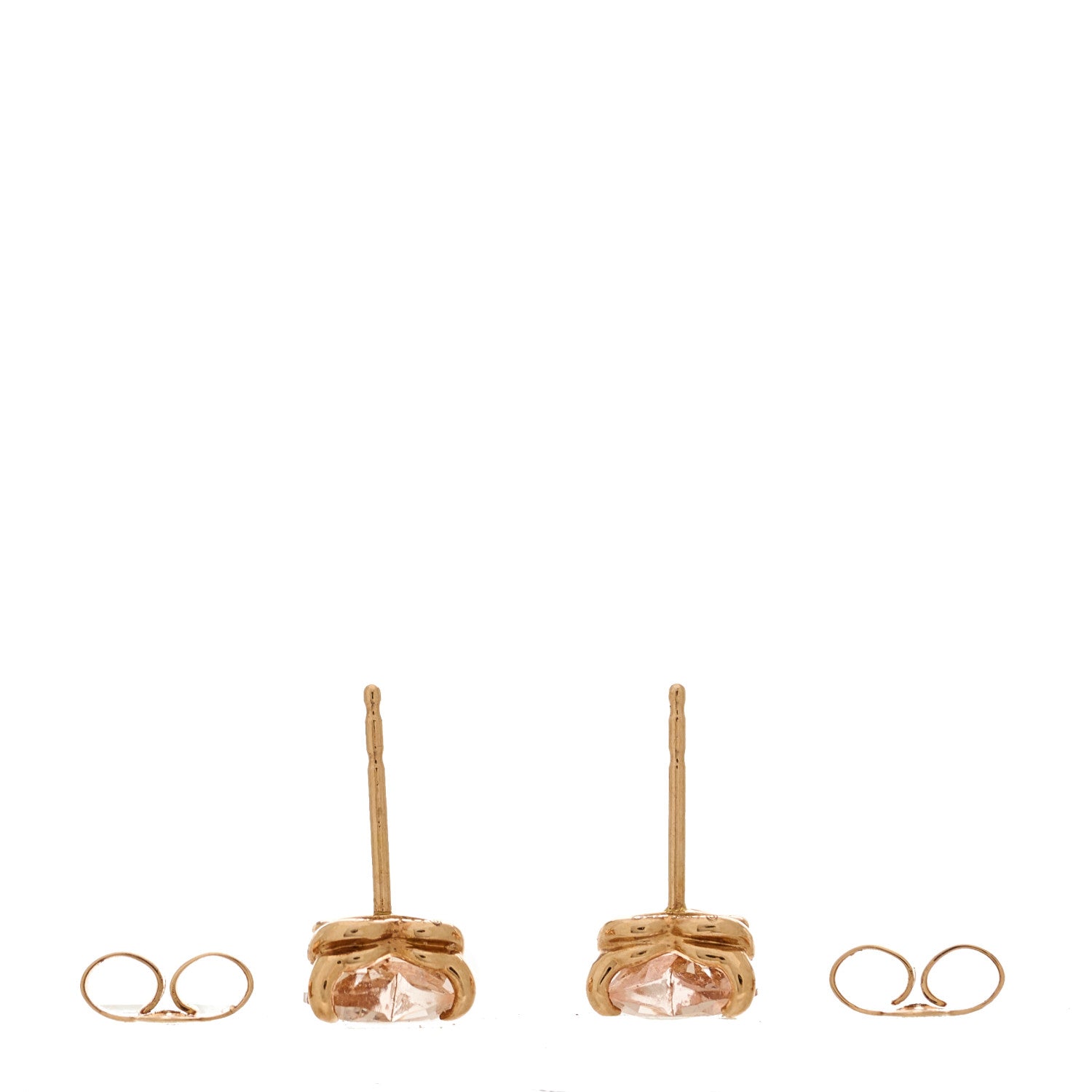 David Yurman 18K Rose Gold Morganite Heart Stud Earrings 3 of 4