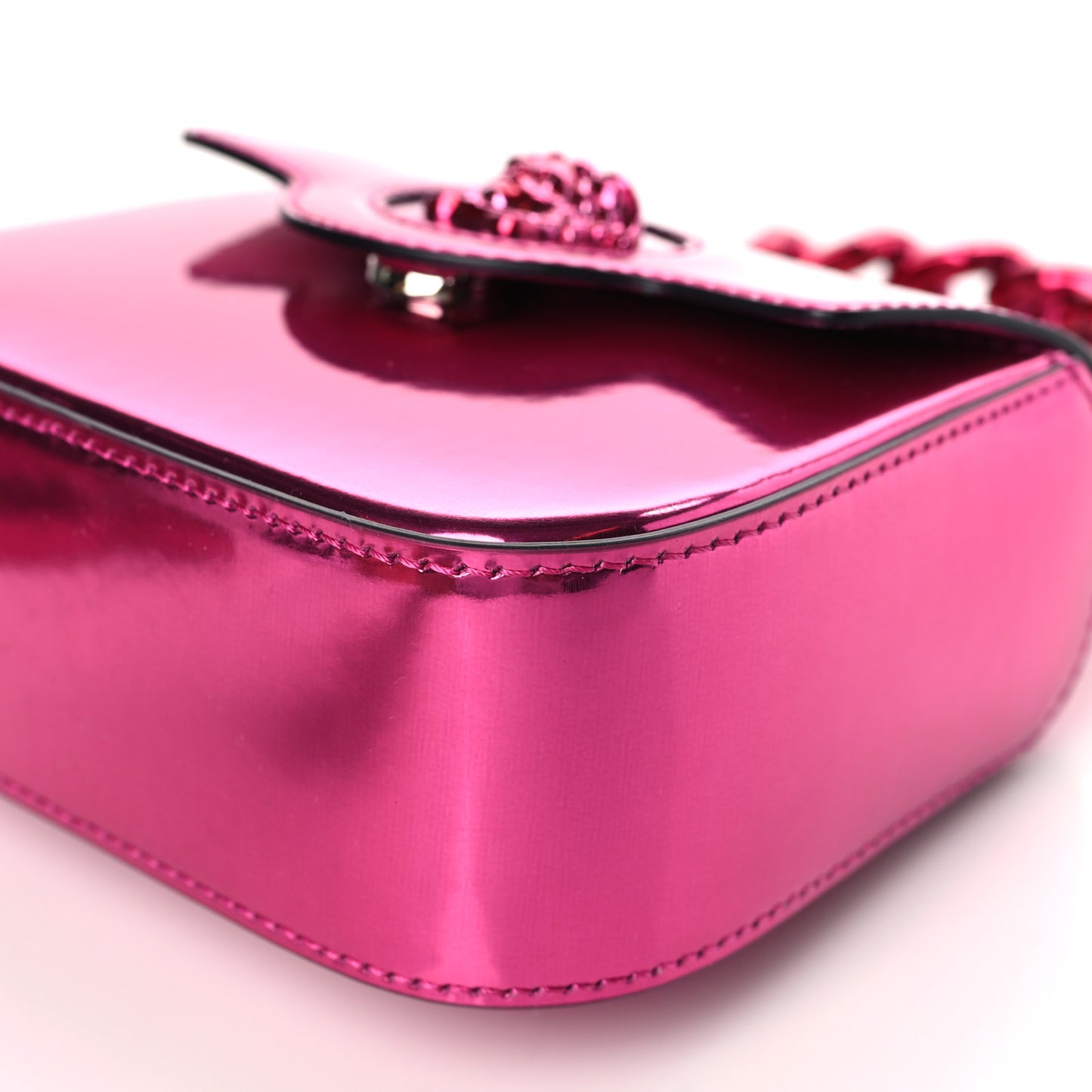 Metallic Calfskin Mini La Medusa Bag Fuchsia