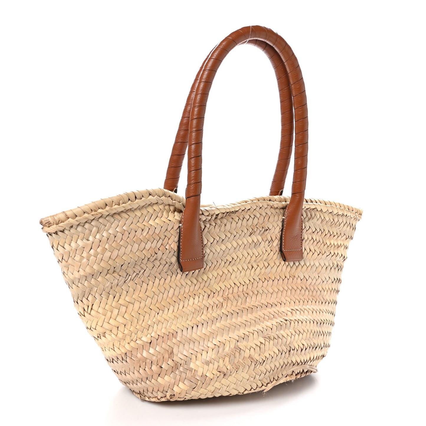 Raffia Small Grain Calfskin Medium Marcie Basket Tan
