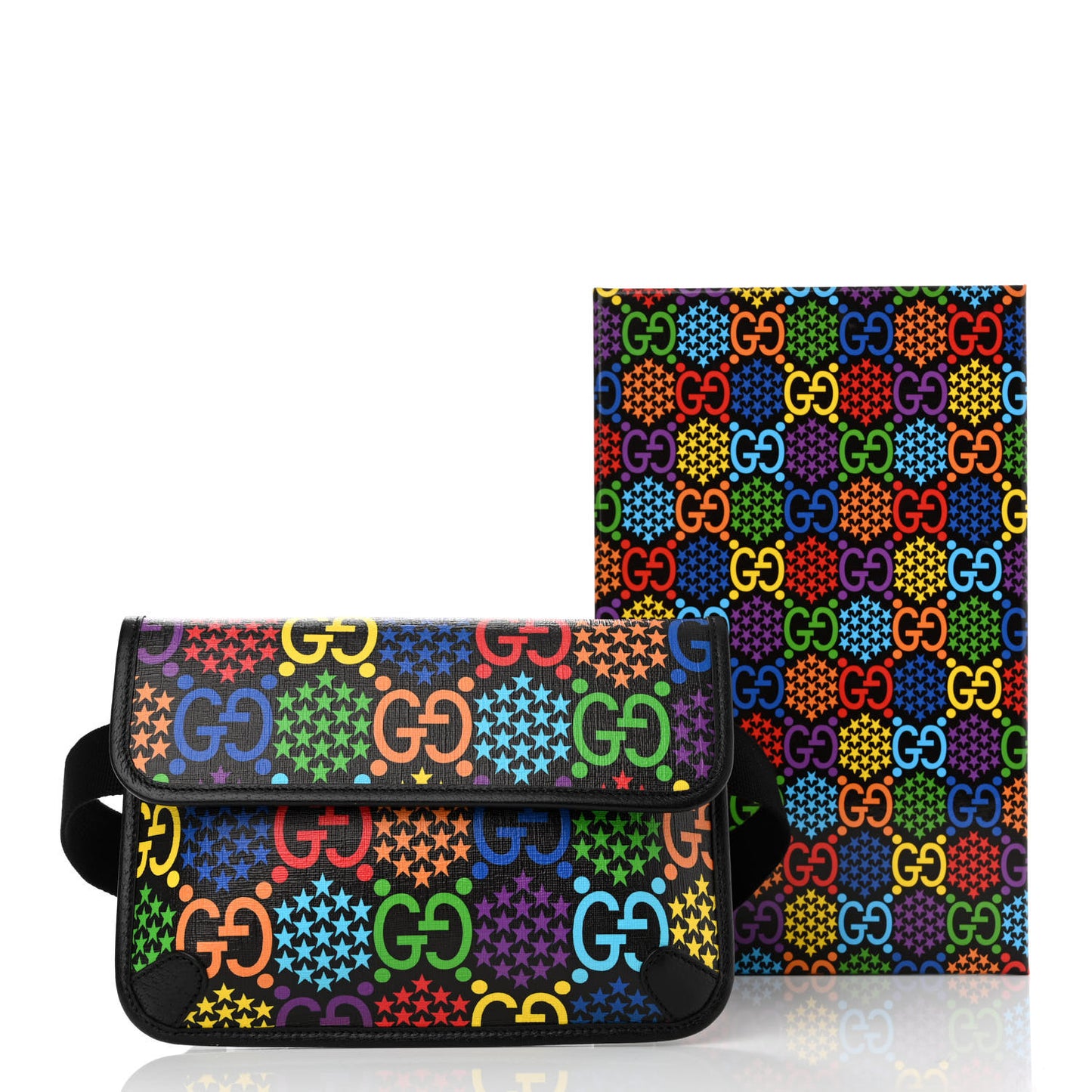 GG Supreme Monogram Psychedelic Slim Belt Bag Black