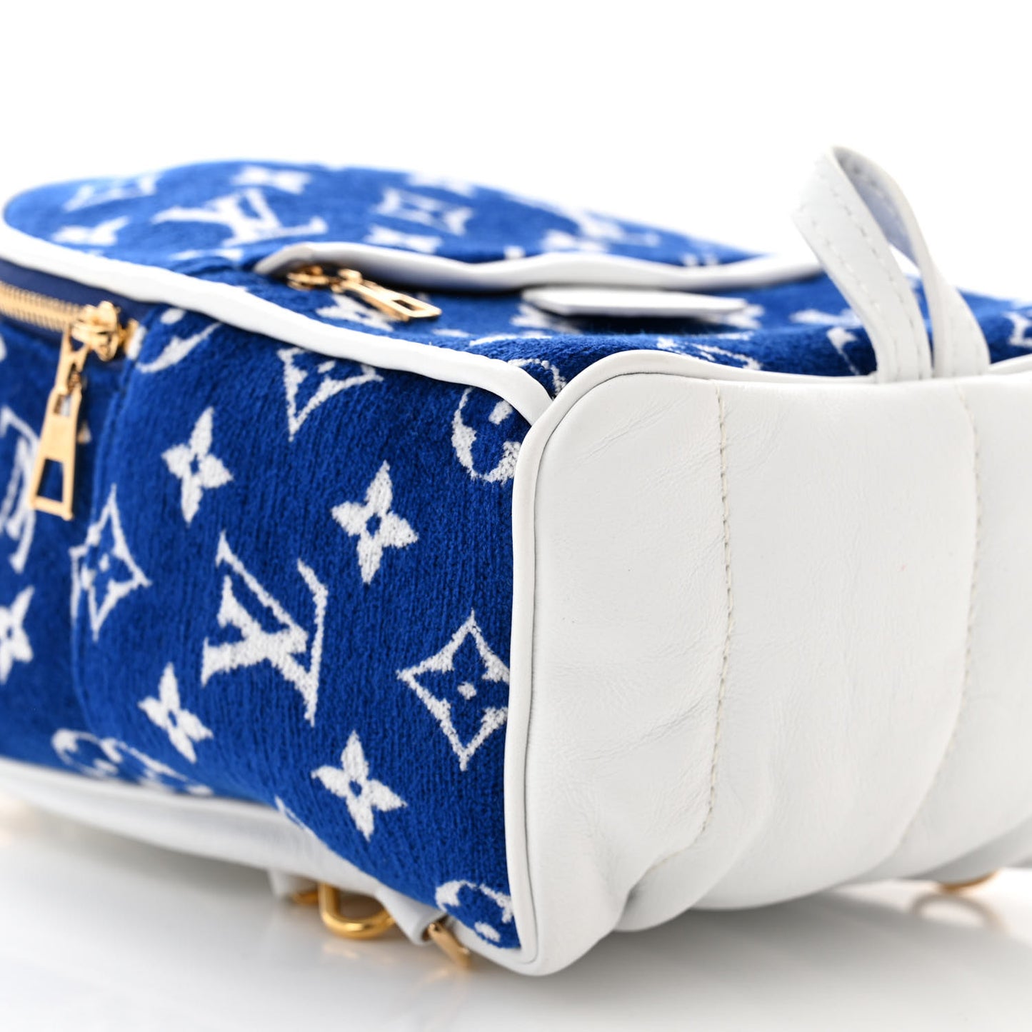 Jacquard Velvet Monogram Palm Springs Backpack Mini Blue