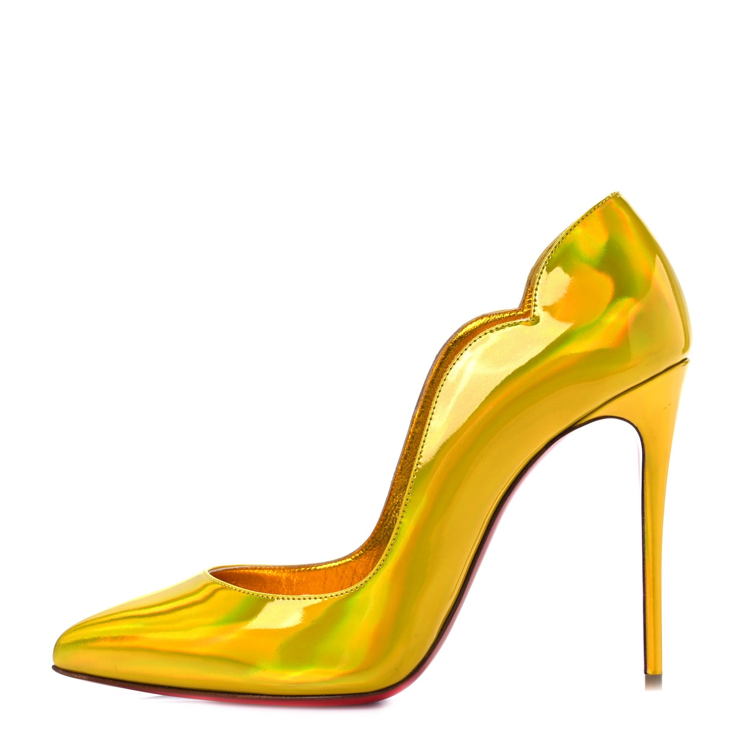 Metallic Patent Hot Chick 100 Pumps 38 Yellow