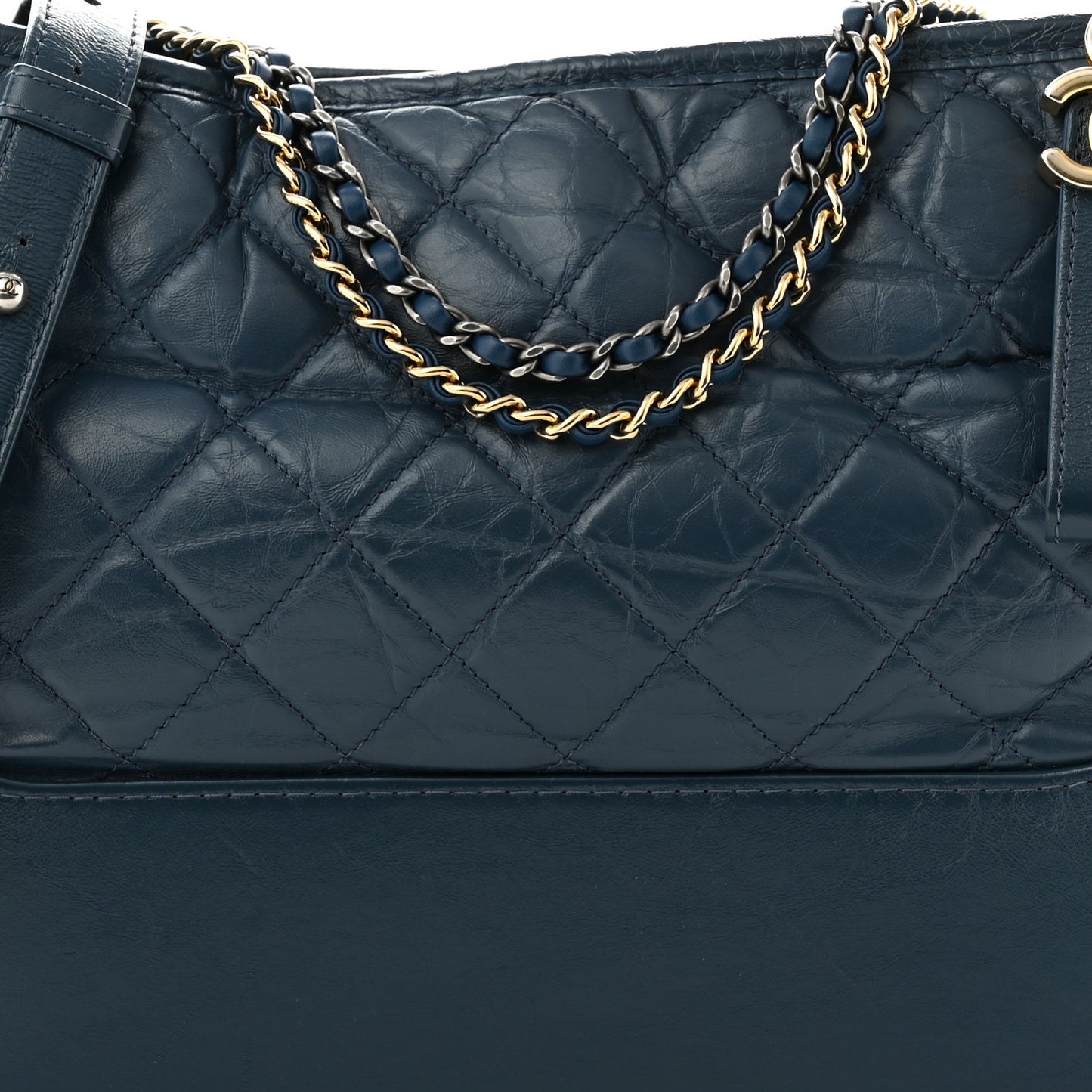 Aged Calfskin Quilted Medium Gabrielle Hobo Blue