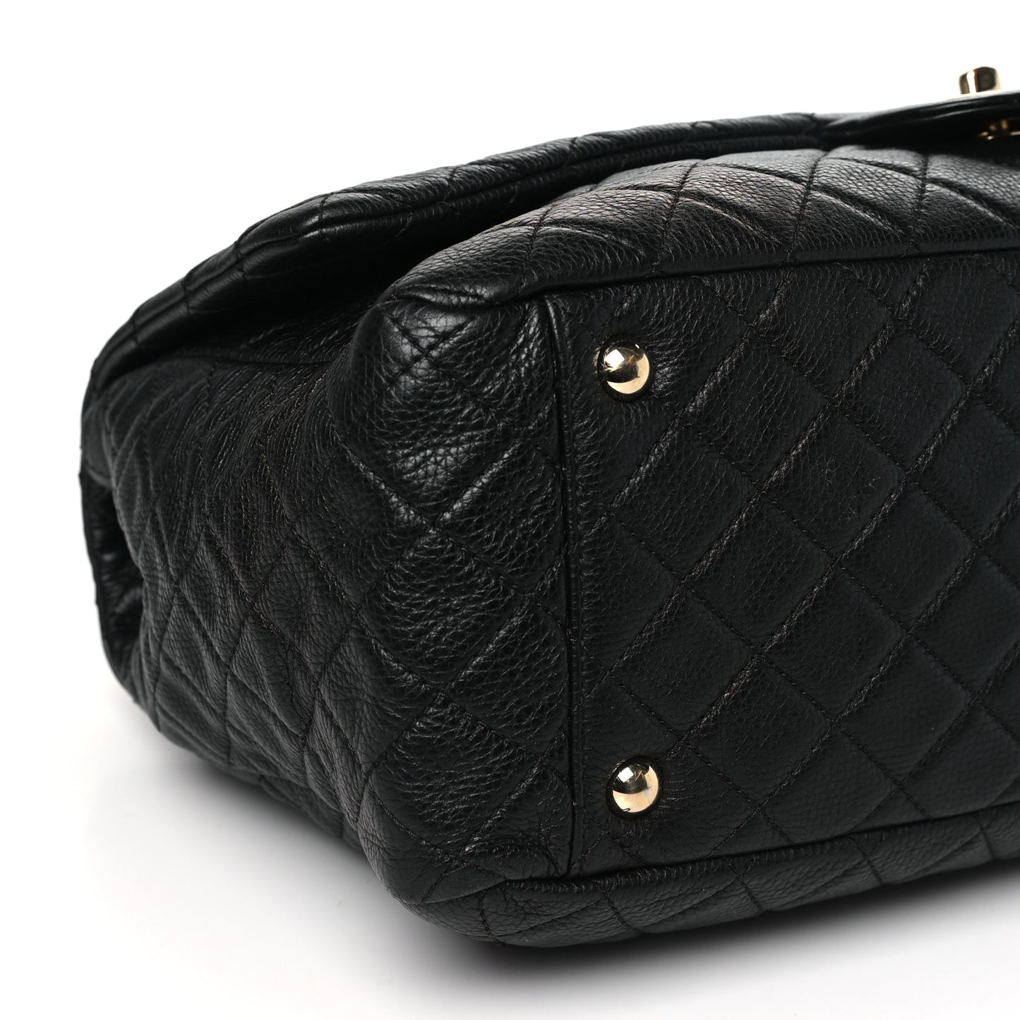 Calfskin Quilted XXL Travel Flap Bag Black