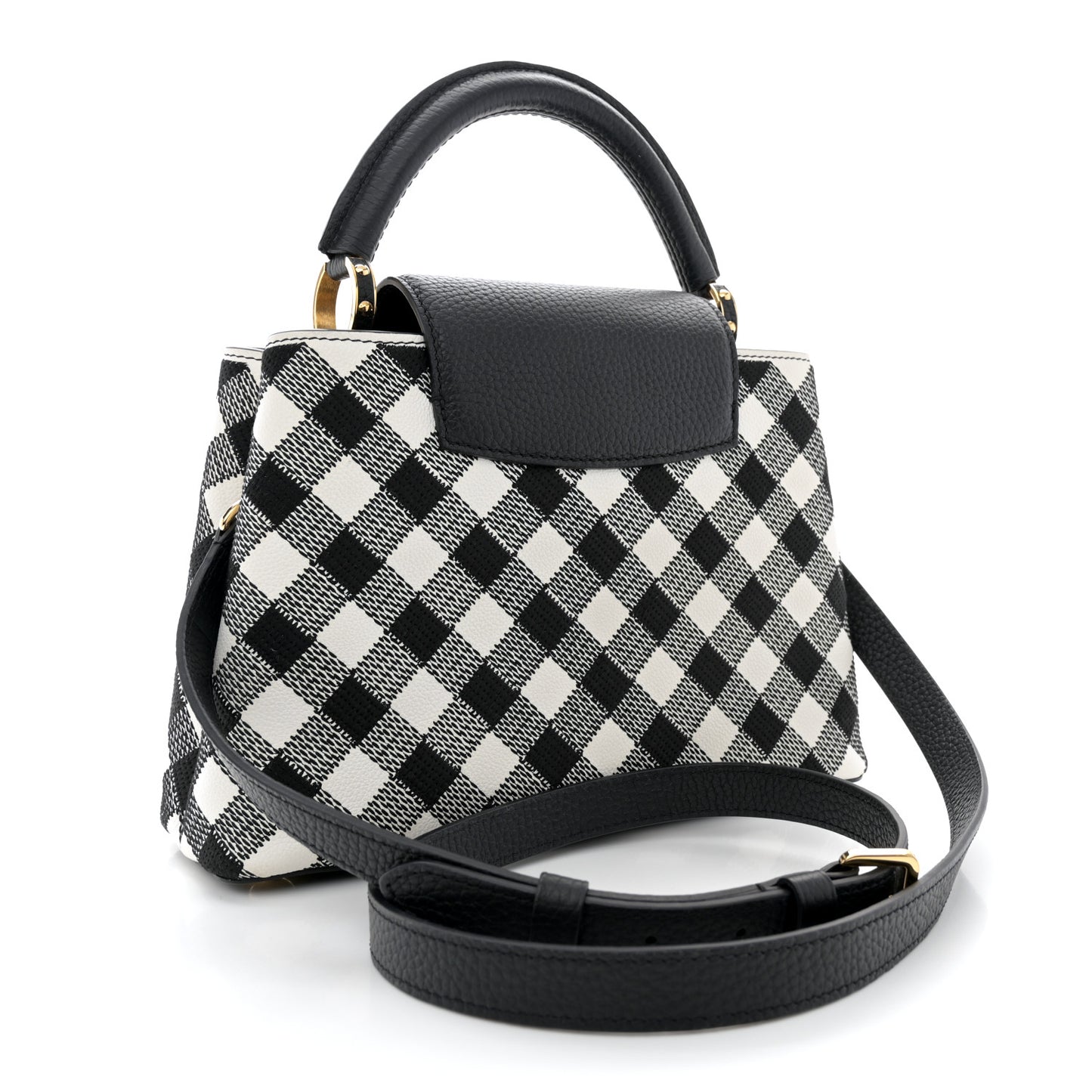 Taurillon Embroidered Vichy Capucines BB Black White