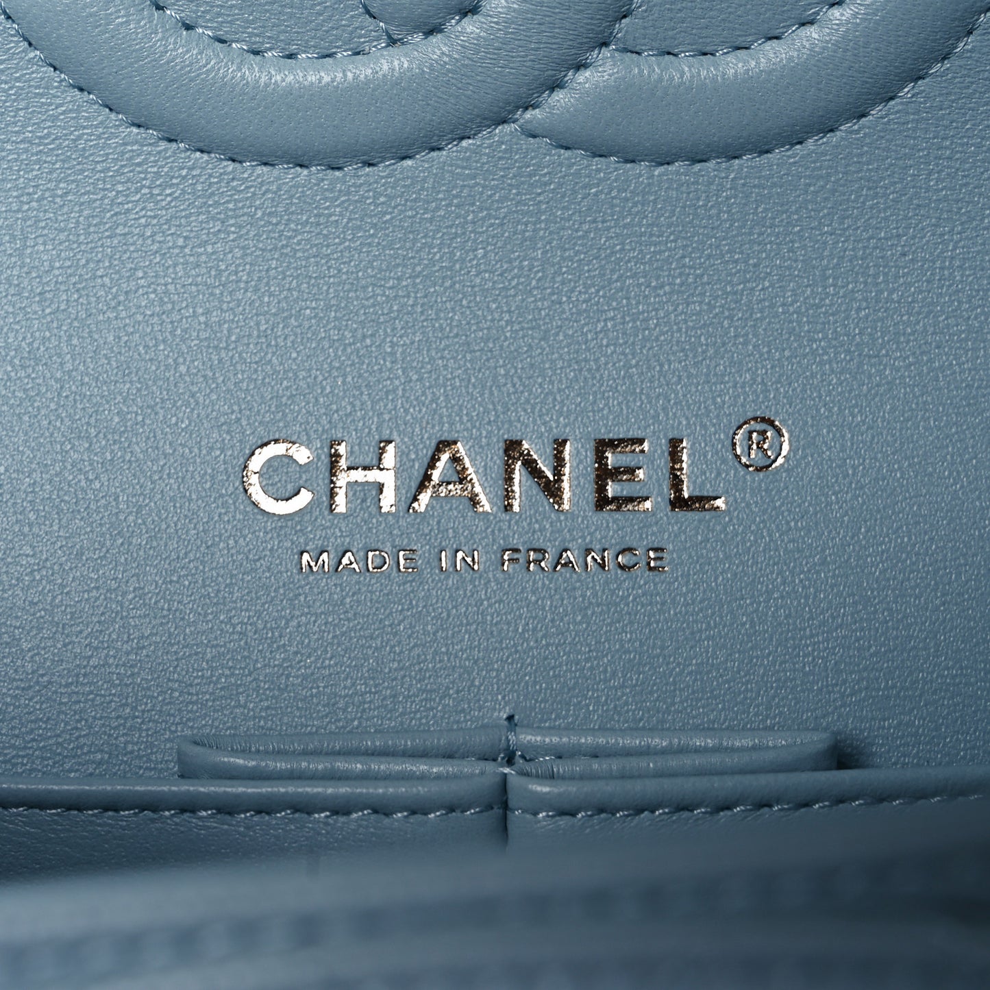 Caviar Quilted Medium Double Flap Light Blue