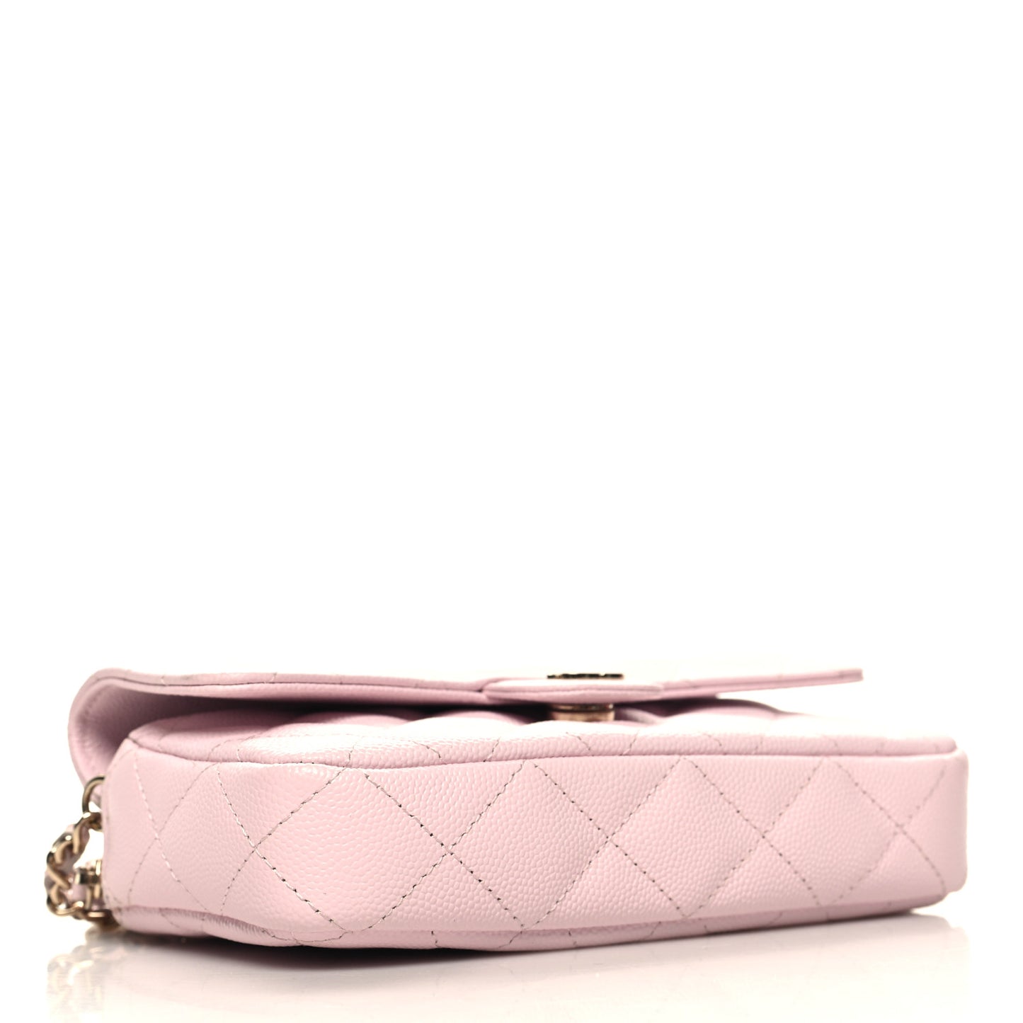 Caviar Quilted Flap Phone Holder With Chain Light Pink