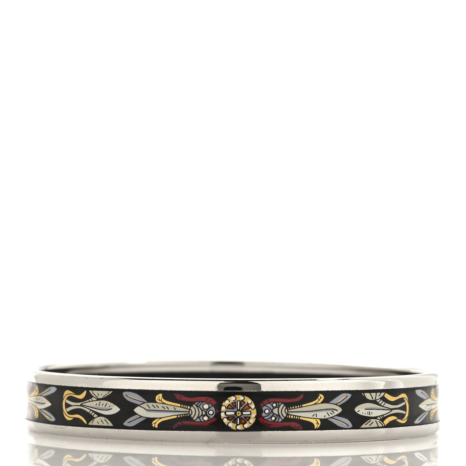 Hermes Enamel Printed Narrow Dreamcatchers Bracelet 70 Black 3 of 6