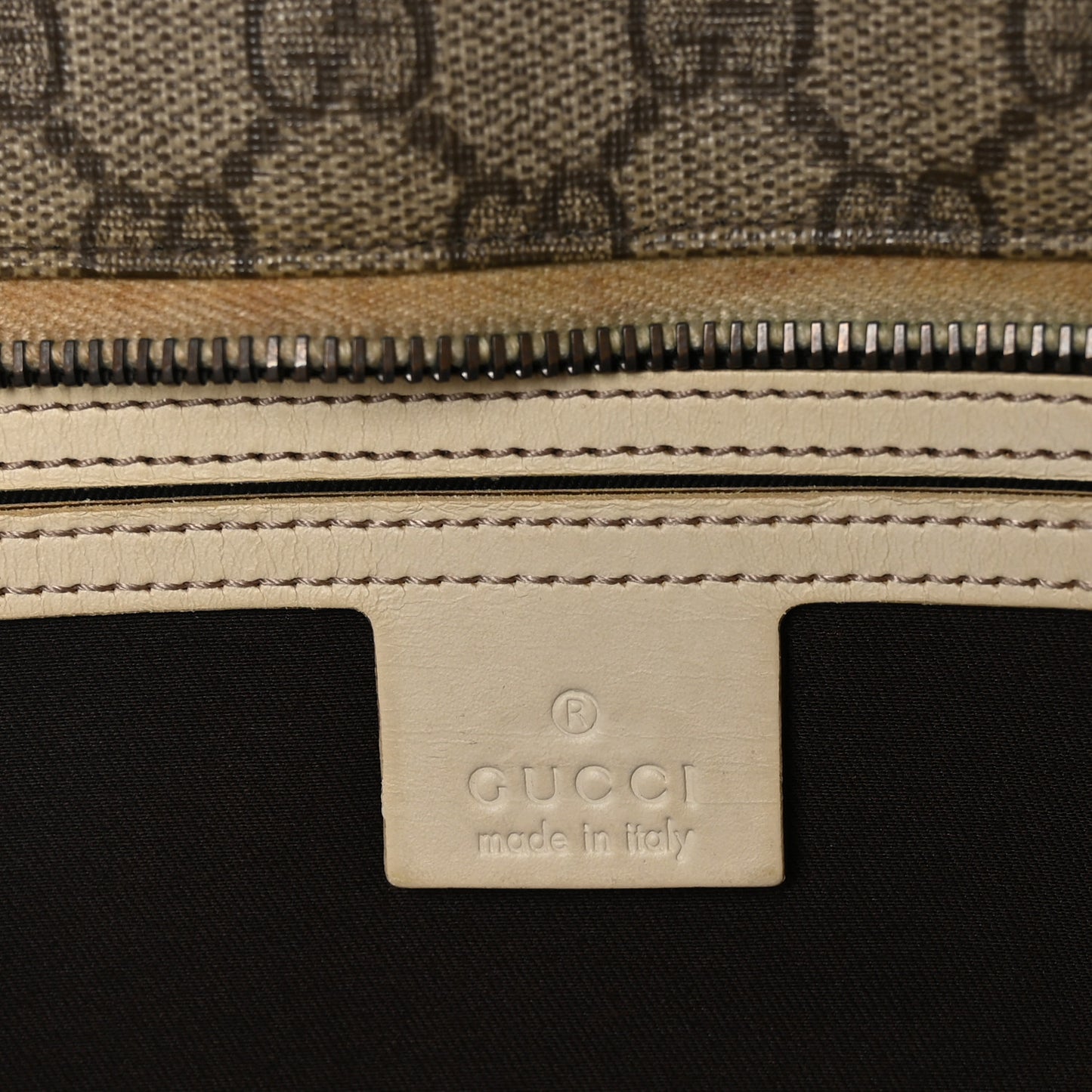 GG Supreme Monogram Medium Zippered Shopping Tote Off White