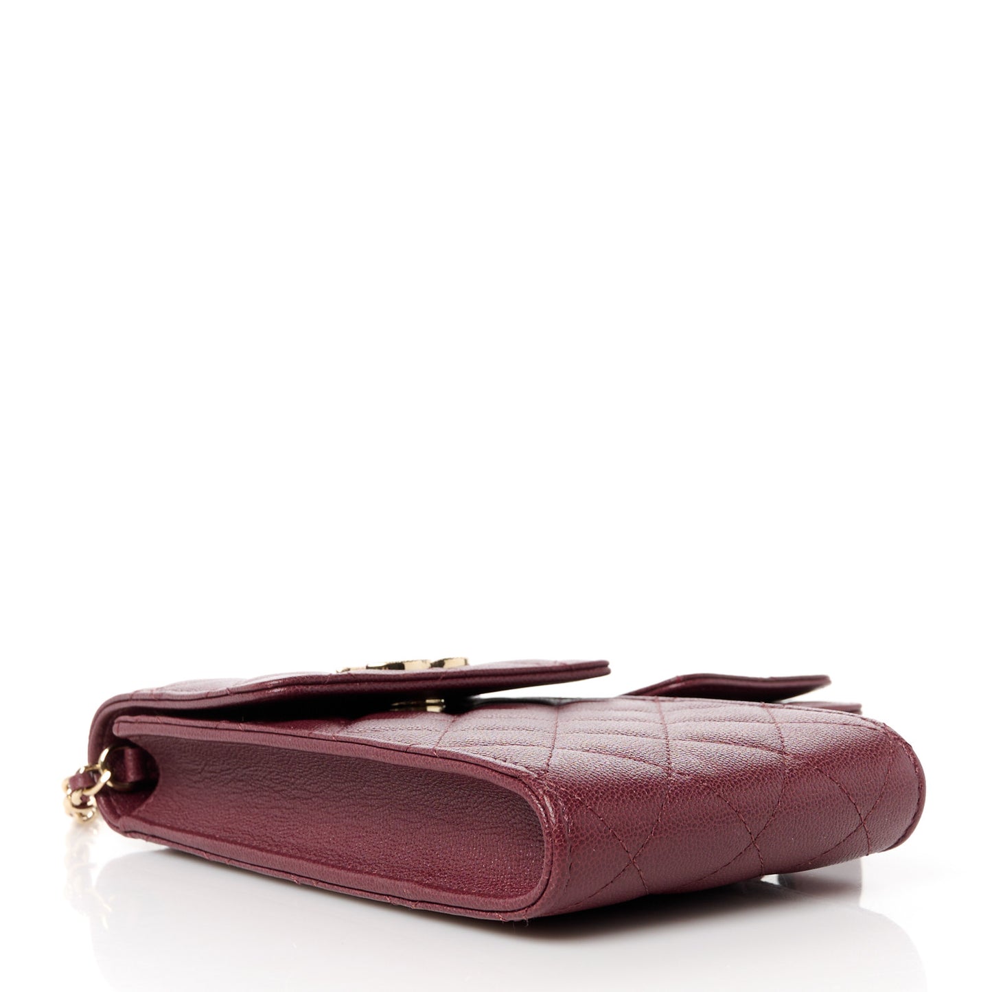 Caviar Quilted CC Airpods Pro and Phone Case With Chain Burgundy