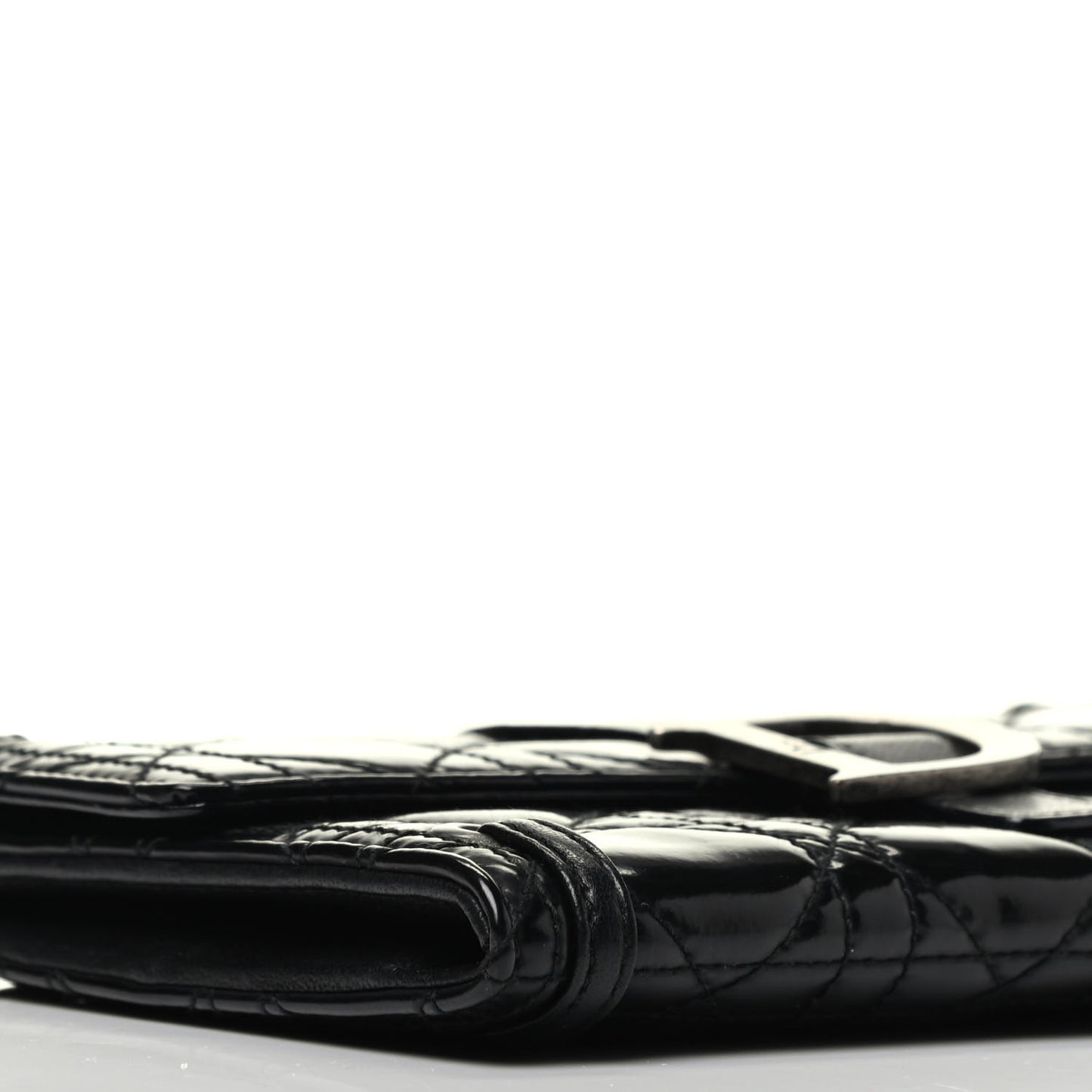 Patent Cannage Crossbody Wallet Black