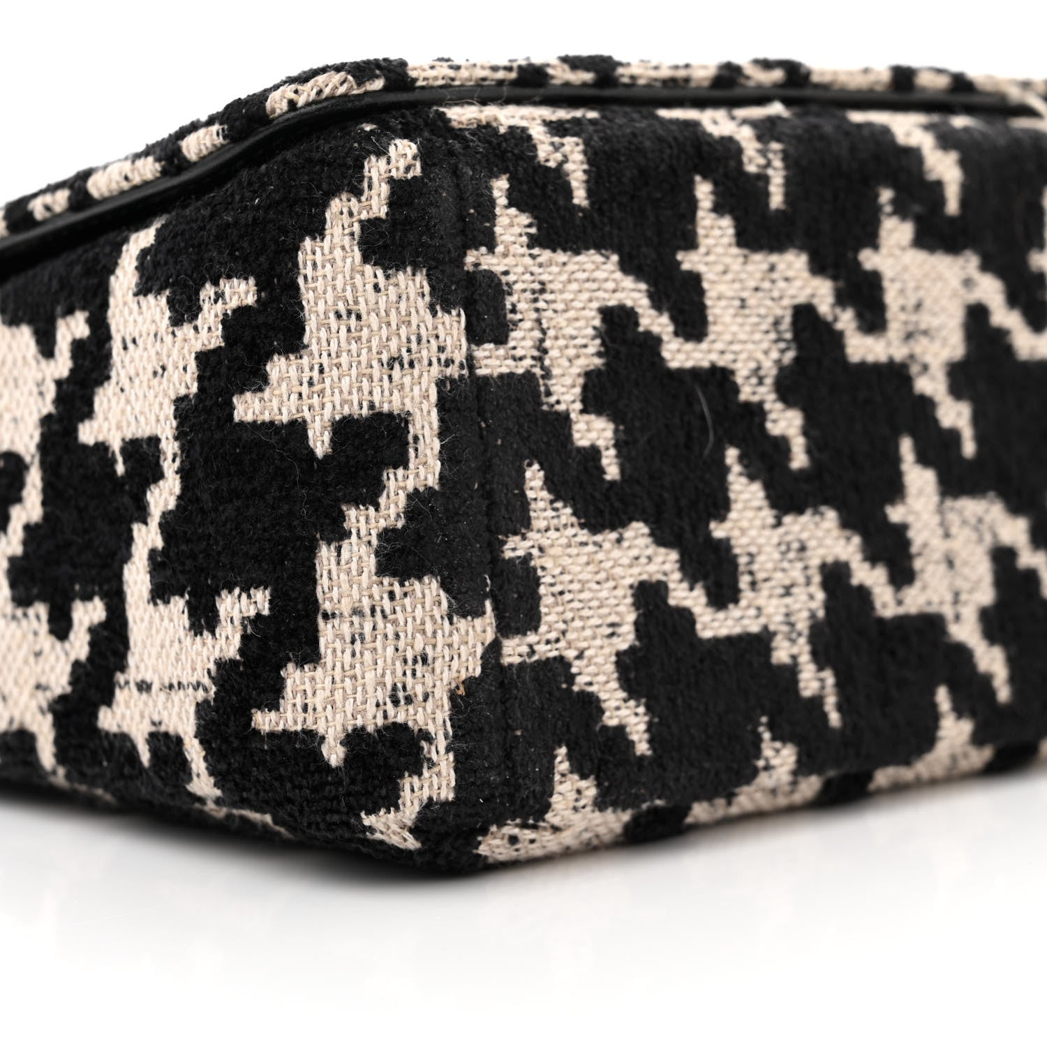 Christian Dior Technical Canvas Macro Houndstooth Medium Caro Bag Black White 9 of 10
