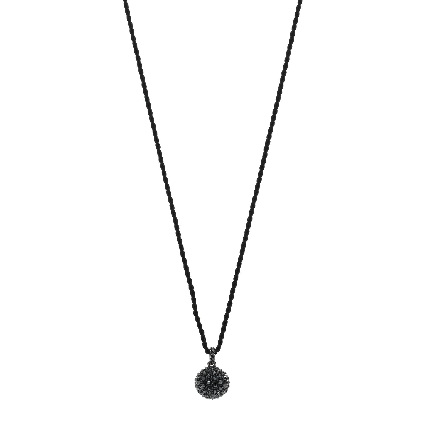 Sterling Silver Hematine 20mm Cable Berries Pendant Cord Necklace Black