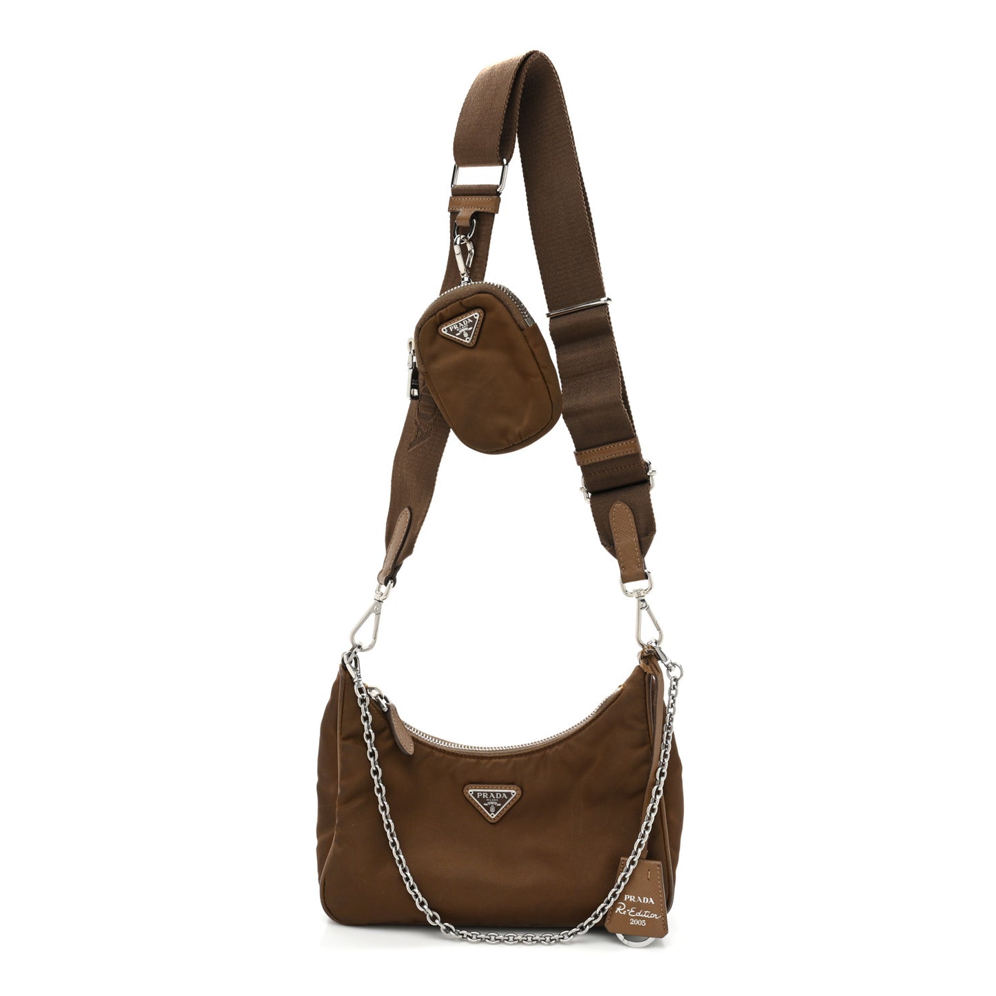 Tessuto Nylon Saffiano Re-Edition 2005 Shoulder Bag Cacao