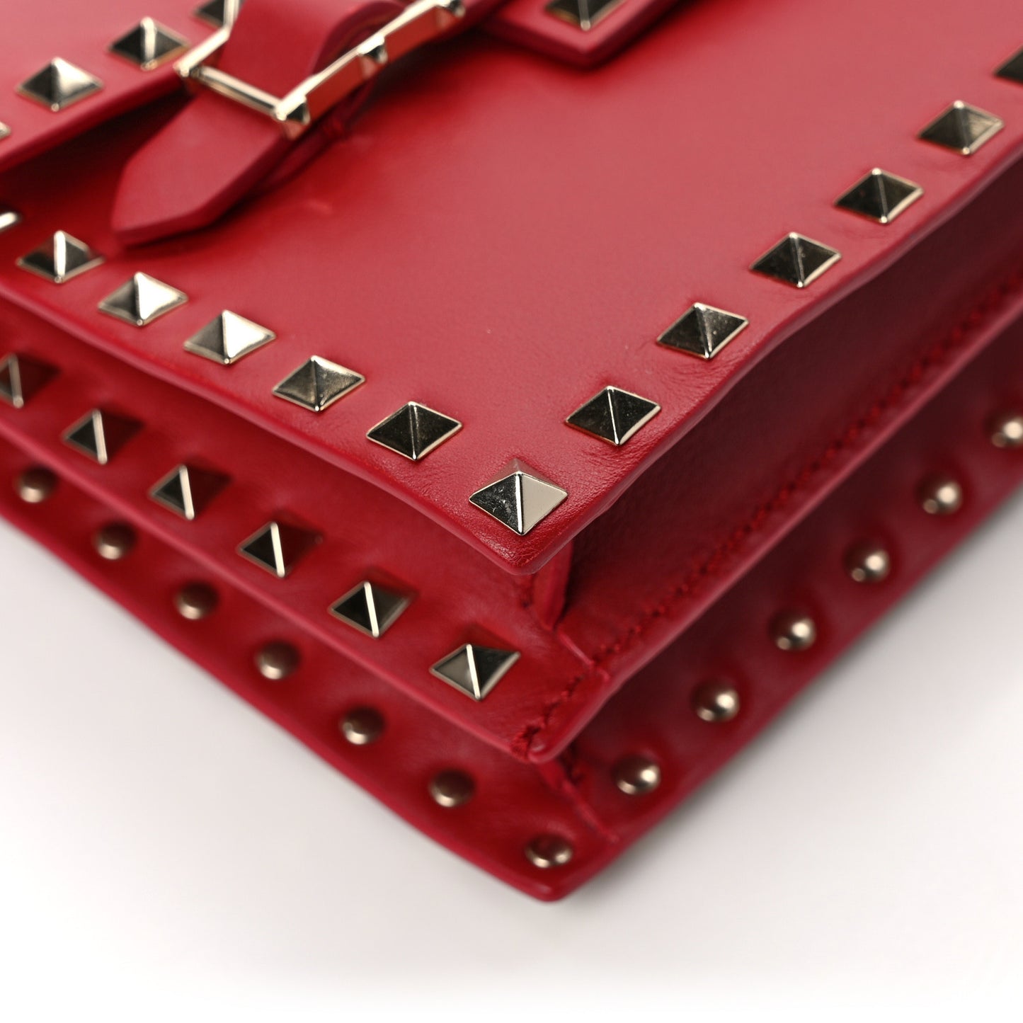 Calfskin Rockstud Flap Shoulder Bag Rosso Valentino