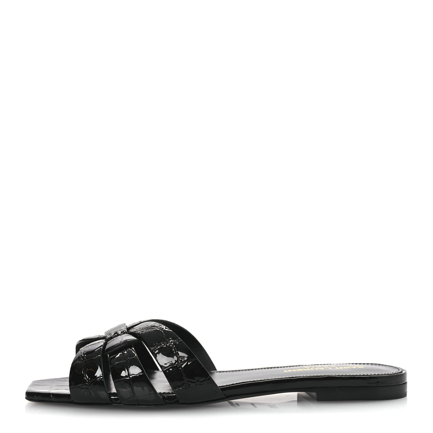 Patent Croc Embossed Tribute 05 Slide Sandals 37.5 Black