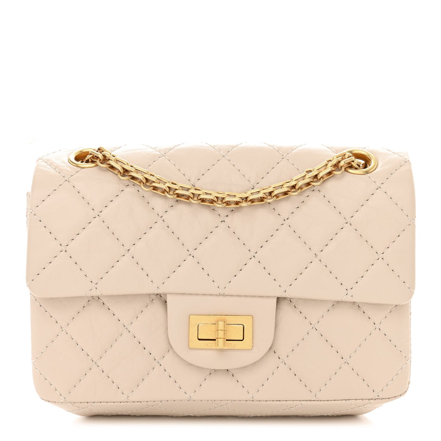 Aged Calfskin Quilted 2.55 Reissue Mini Flap Ecru