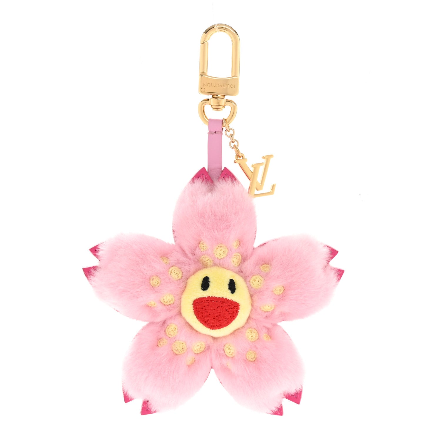 Louis Vuitton LV X TM Faux Fur Cherry Blossom Bag Charm Pink