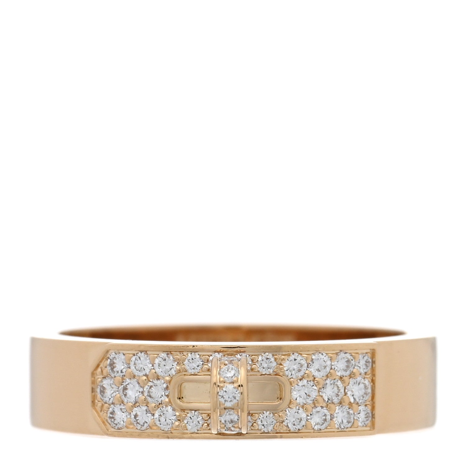 Hermes 18K Yellow Gold Diamond Pave Kelly Ring 53 6.25 1719989 