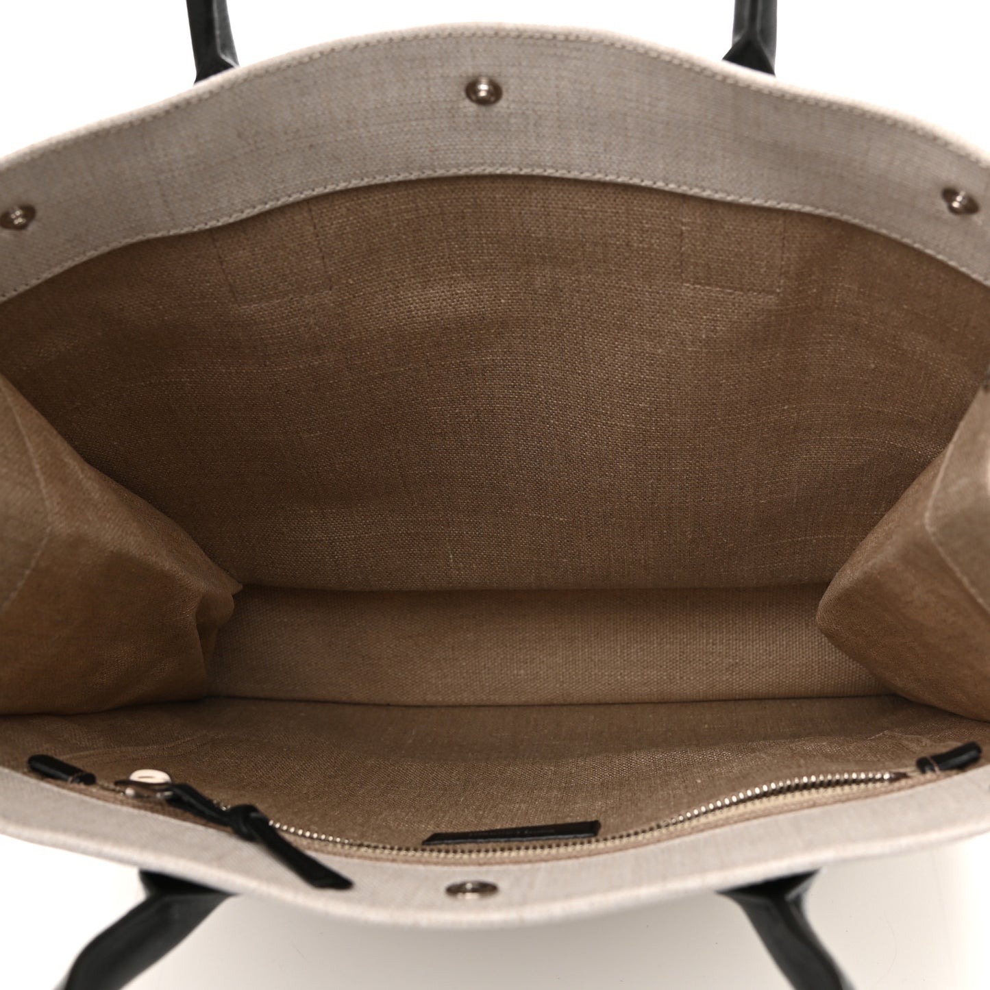 Linen Calfskin Rive Gauche North South Tote Optic White