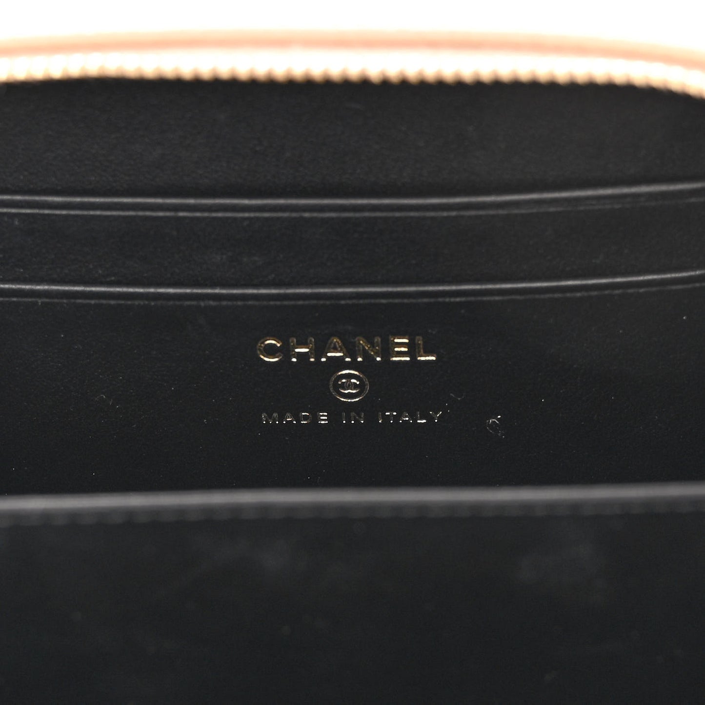 Caviar Quilted CC Filigree Vanity Clutch With Chain Beige Black