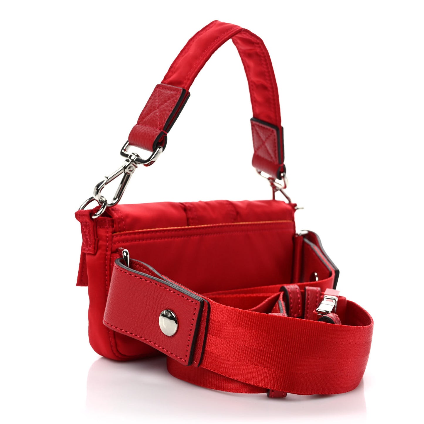 X PORTER Nylon Cuoio Roma Mini Phone Baguette Belt Bag Cardinale Fuoco
