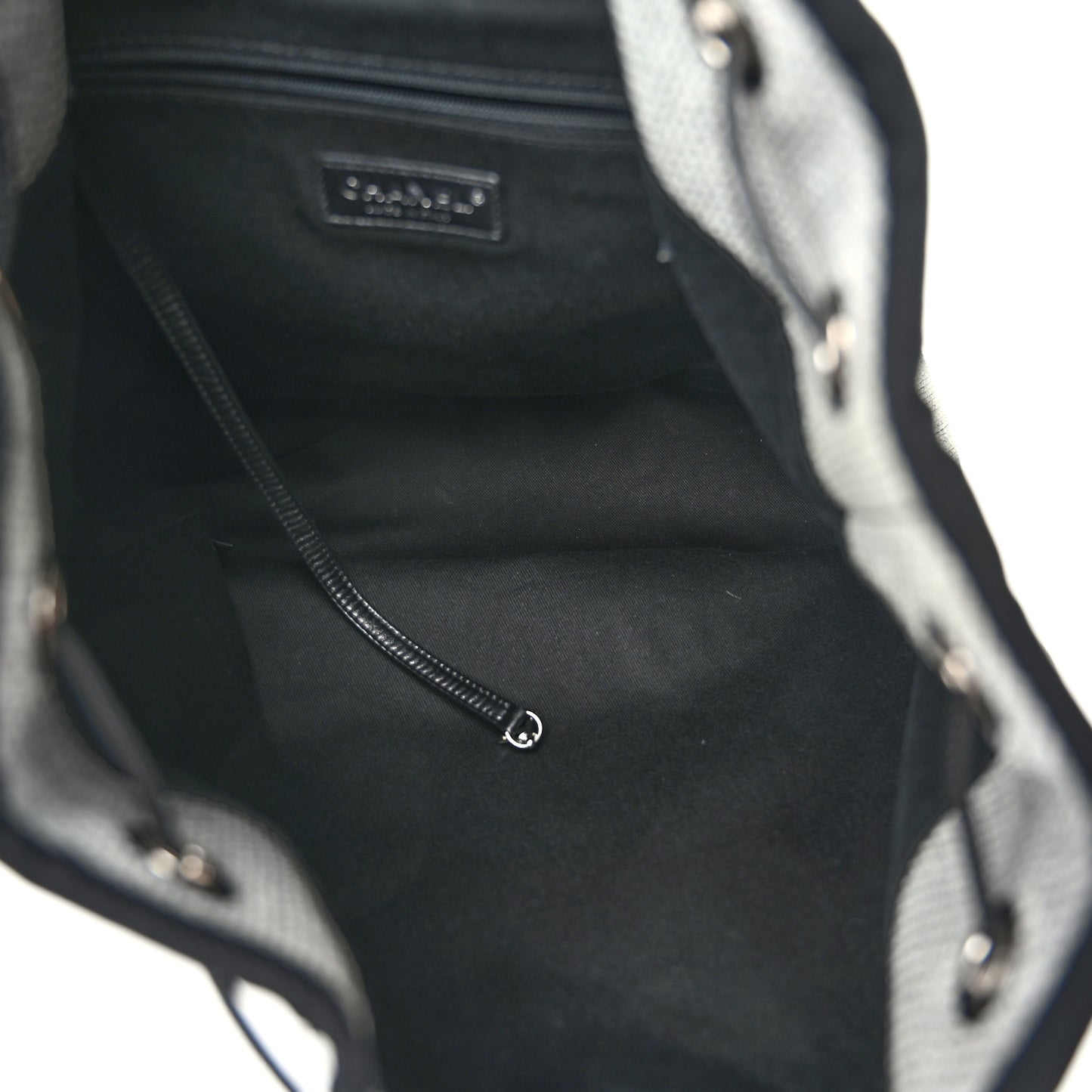 Woven Straw Raffia Large Deauville Backpack Grey Black