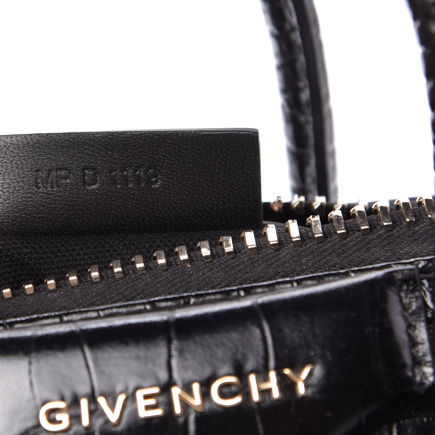 Calfskin Crocodile Embossed Mini Antigona Black