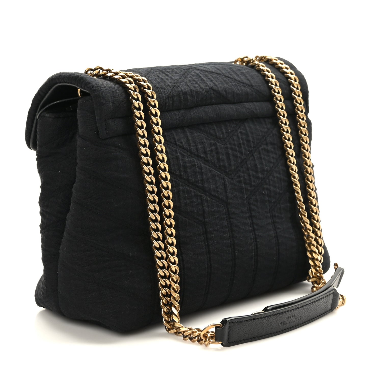 Fabric Y Quilted Monogram Small Loulou Chain Satchel Black