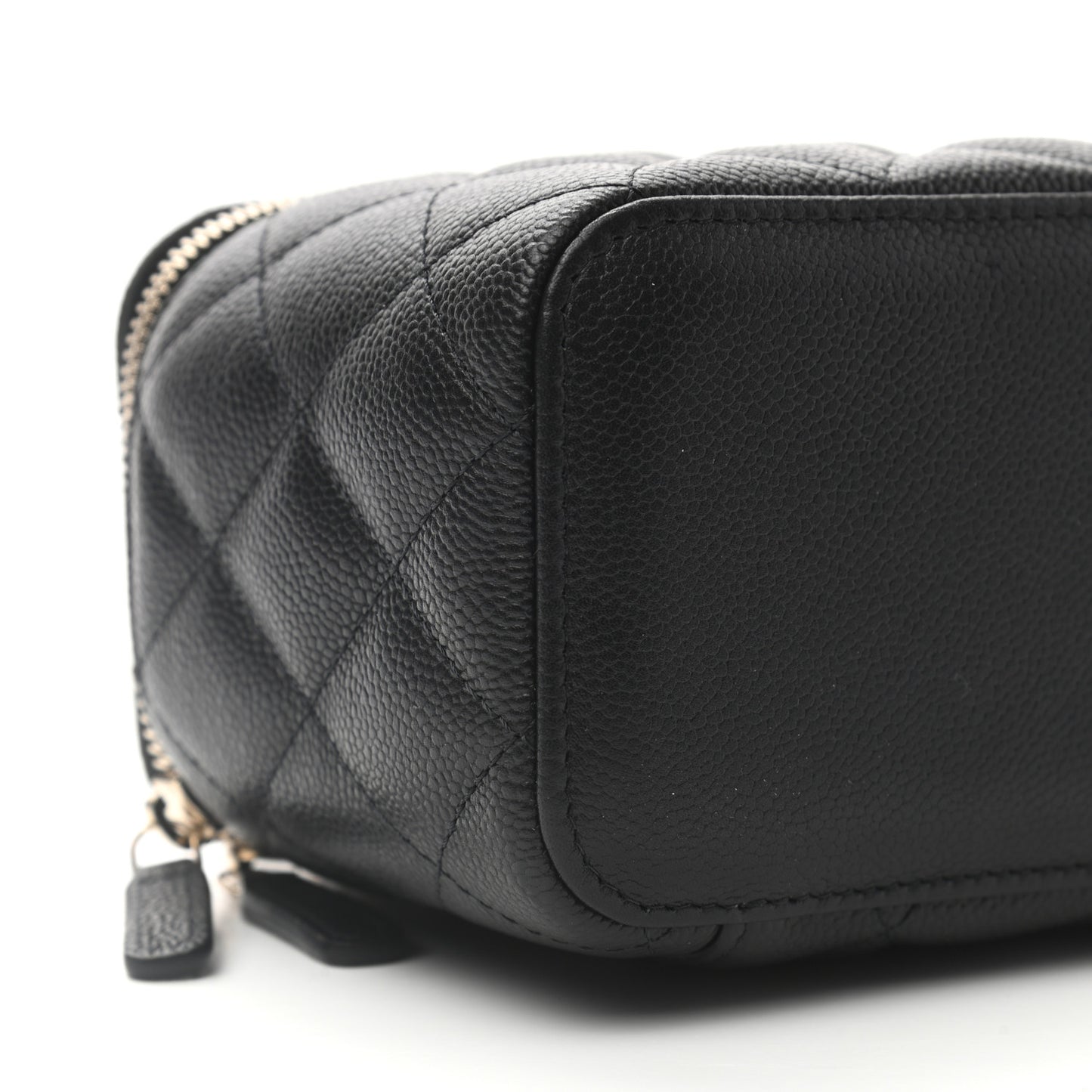 Caviar Quilted Small Tiny CC Vanity Case With Chain Black