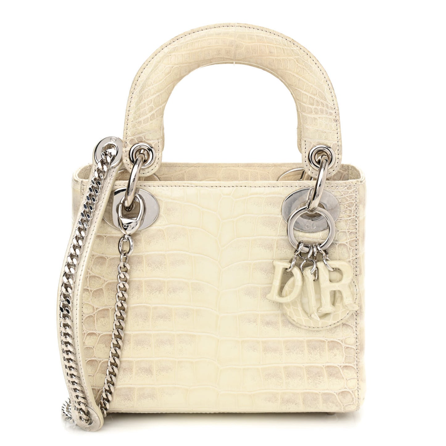 Alligator Mini Lady Dior Off White