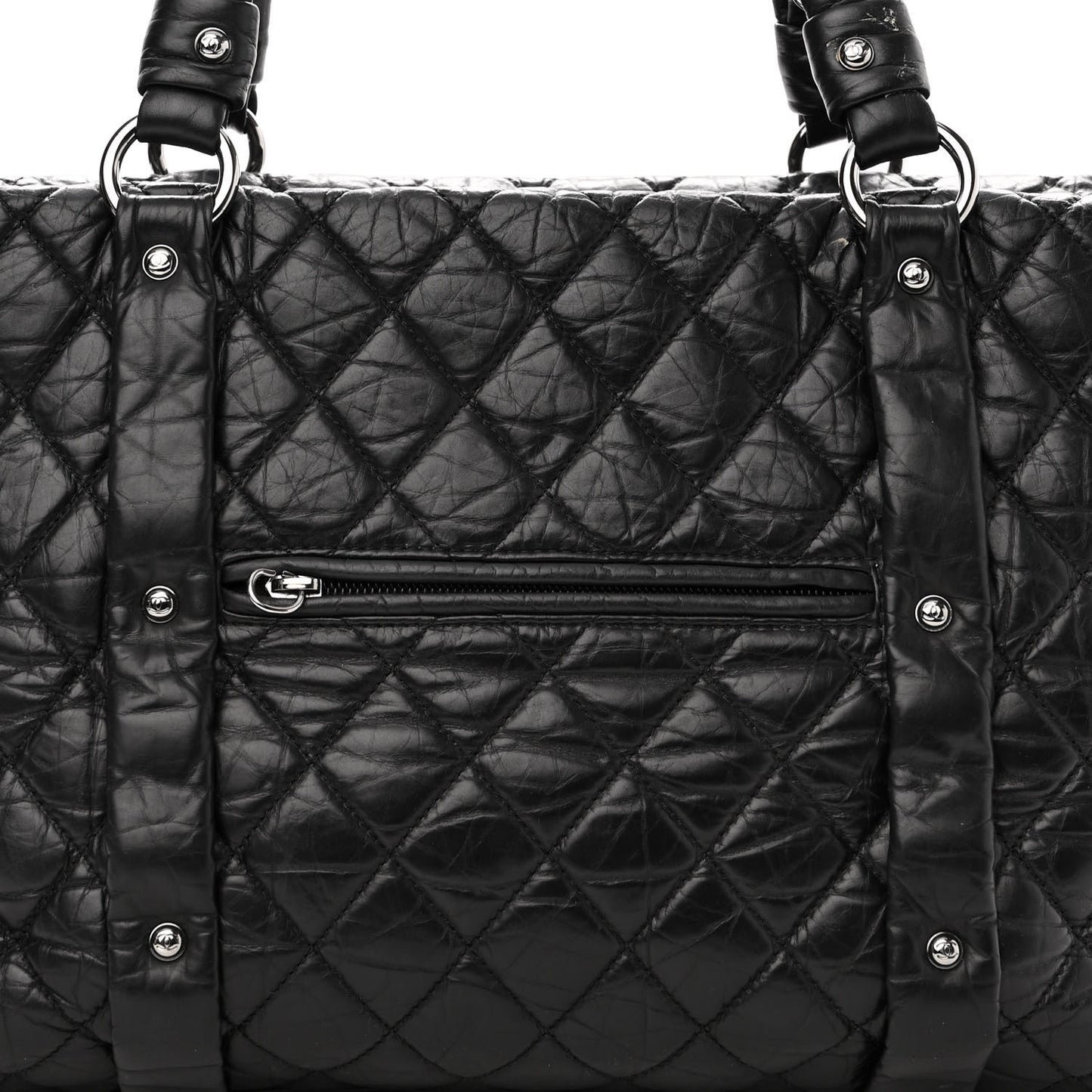 Aged Calfskin Vintage Ligne XL Lady Braid Tote Black