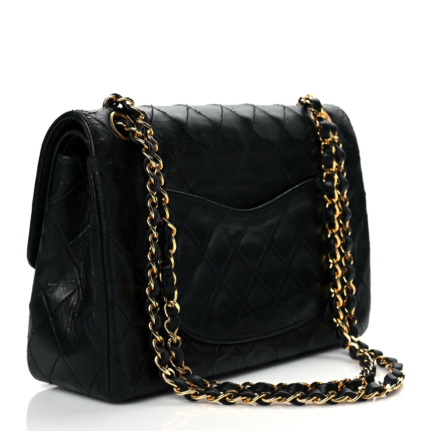 Lambskin Quilted Medium Double Flap Black